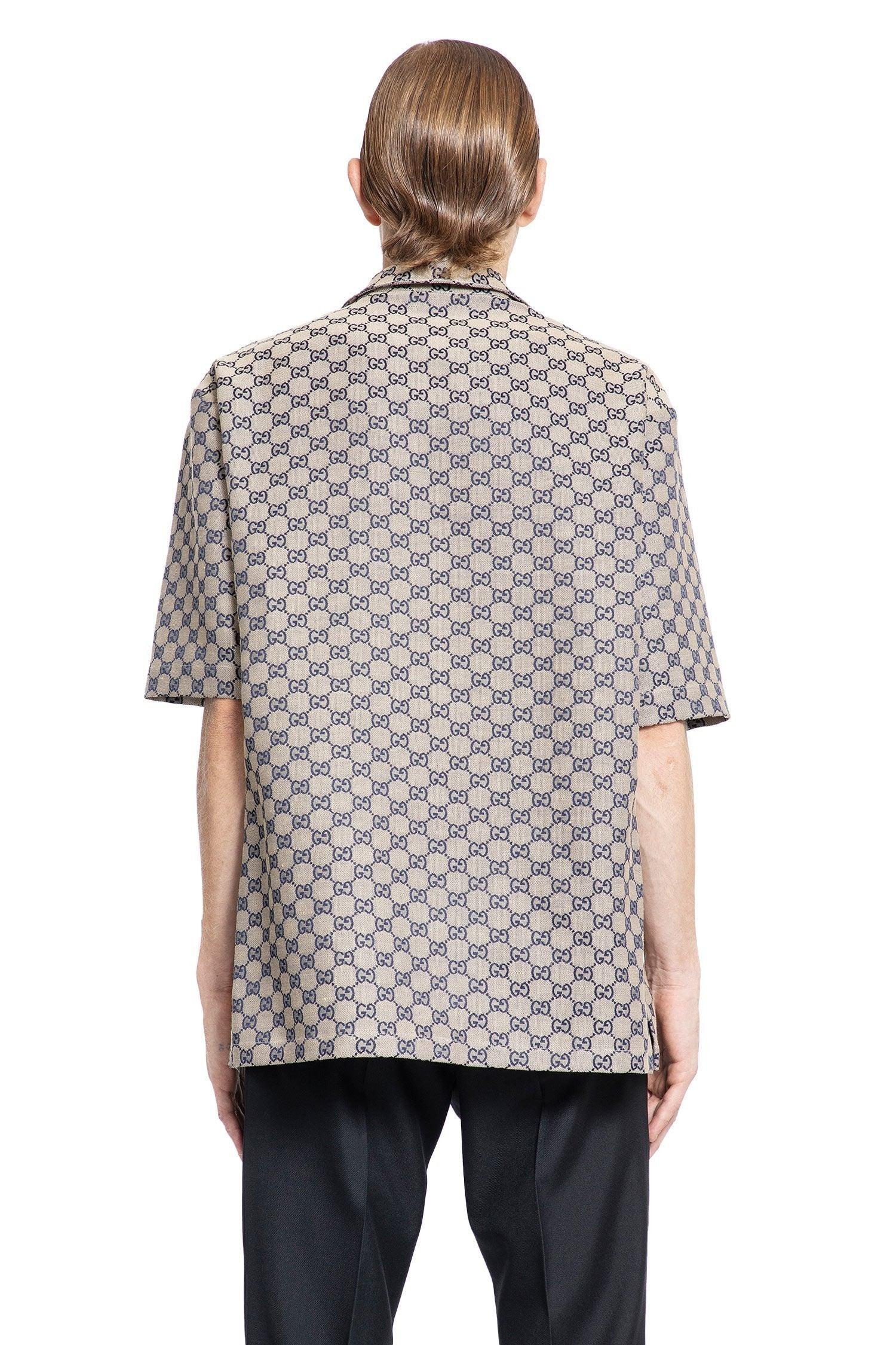 Gg Linen Blend Canvas Shirt