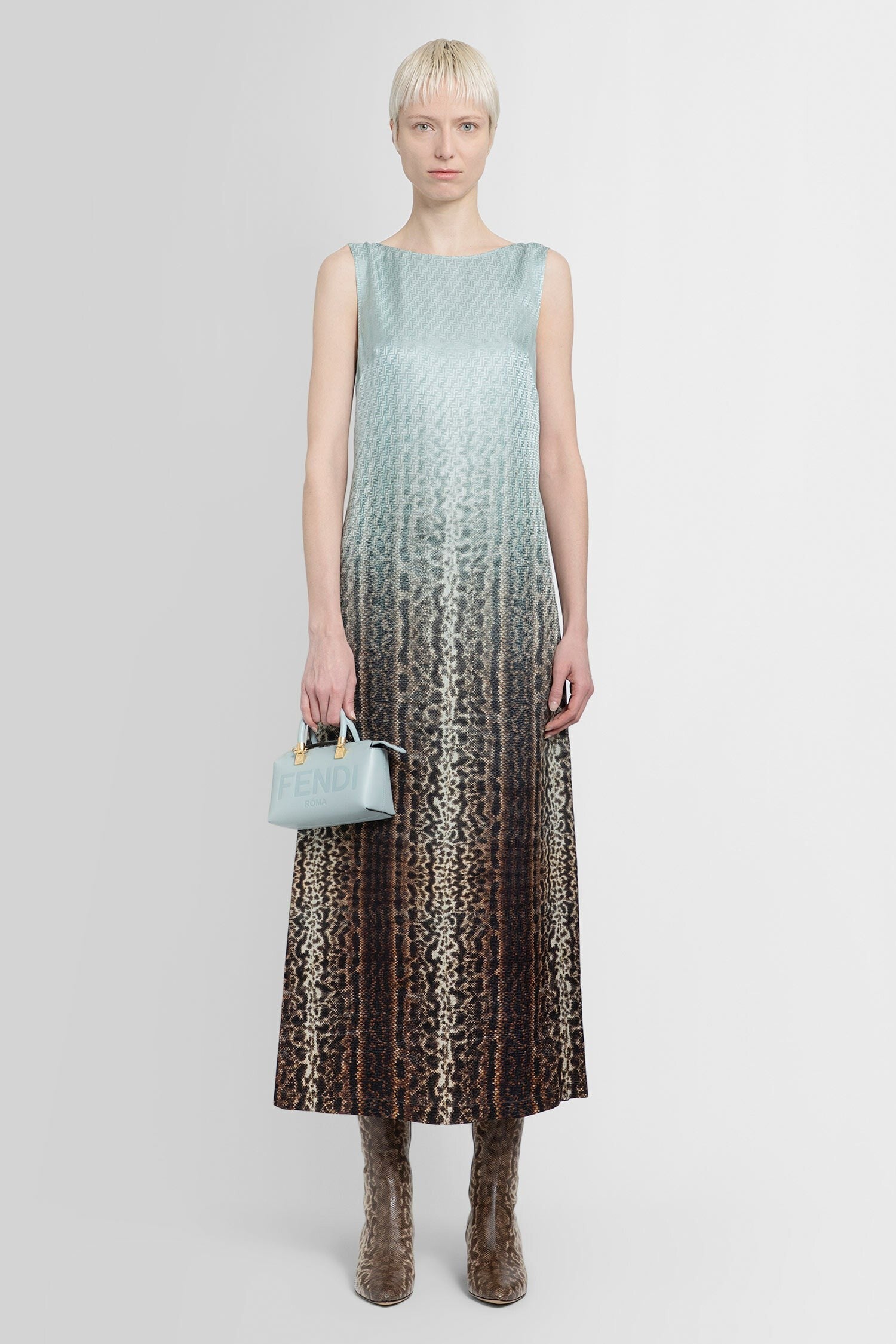 Gradient Snake Print Dress In Silk