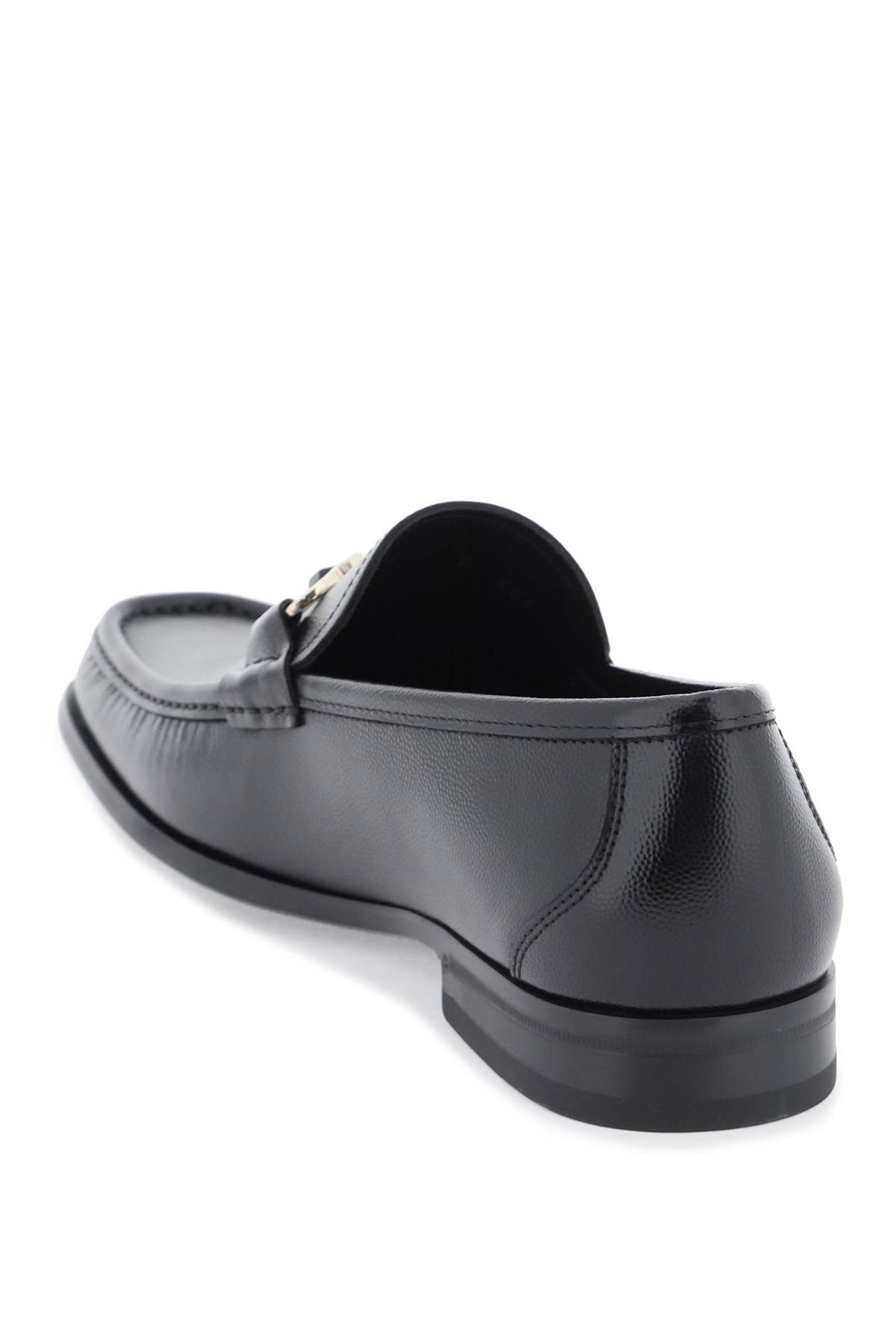 grained leather loafers with gancini