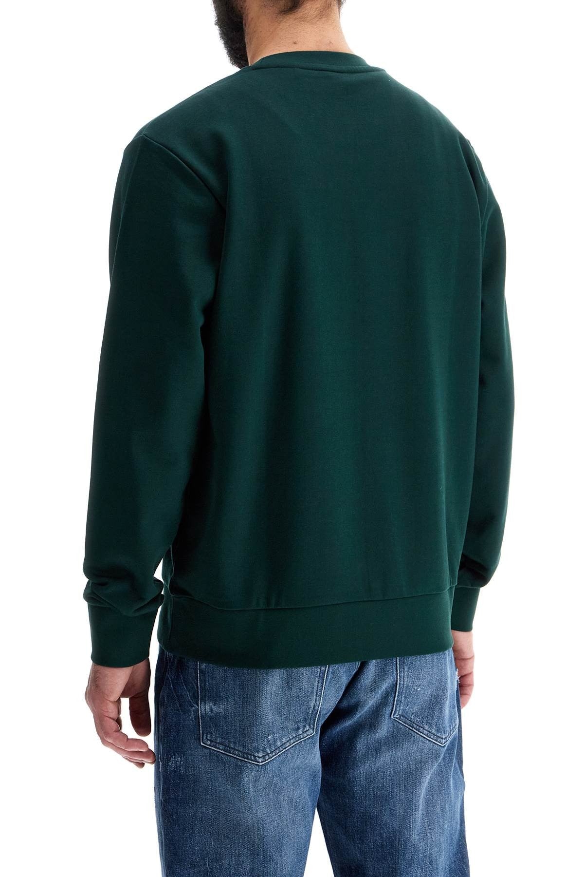 green crew neck cotton sweatshirt with long sleeves