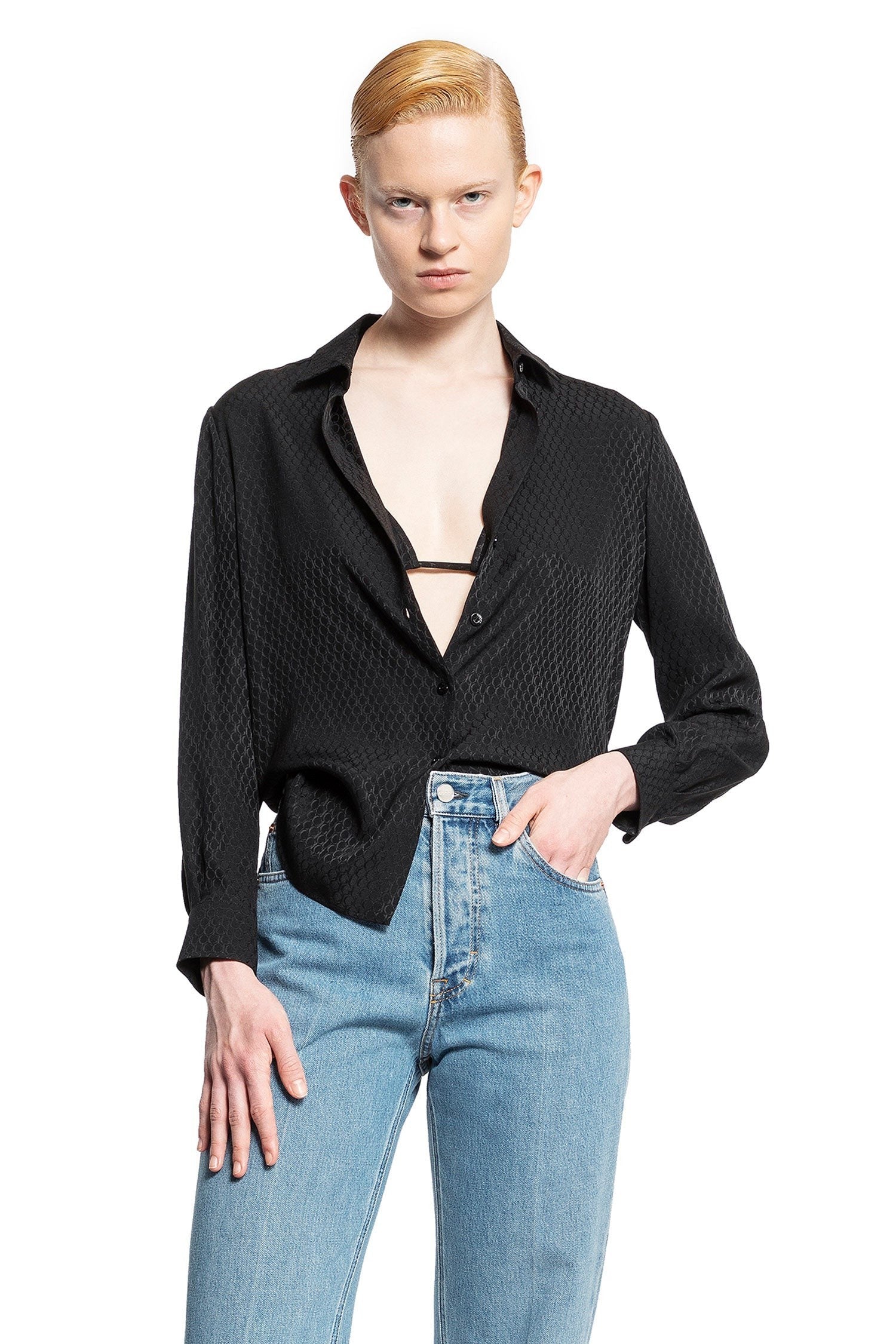 ''Gucci'' Silk Jacquard Shirt And Bra Set