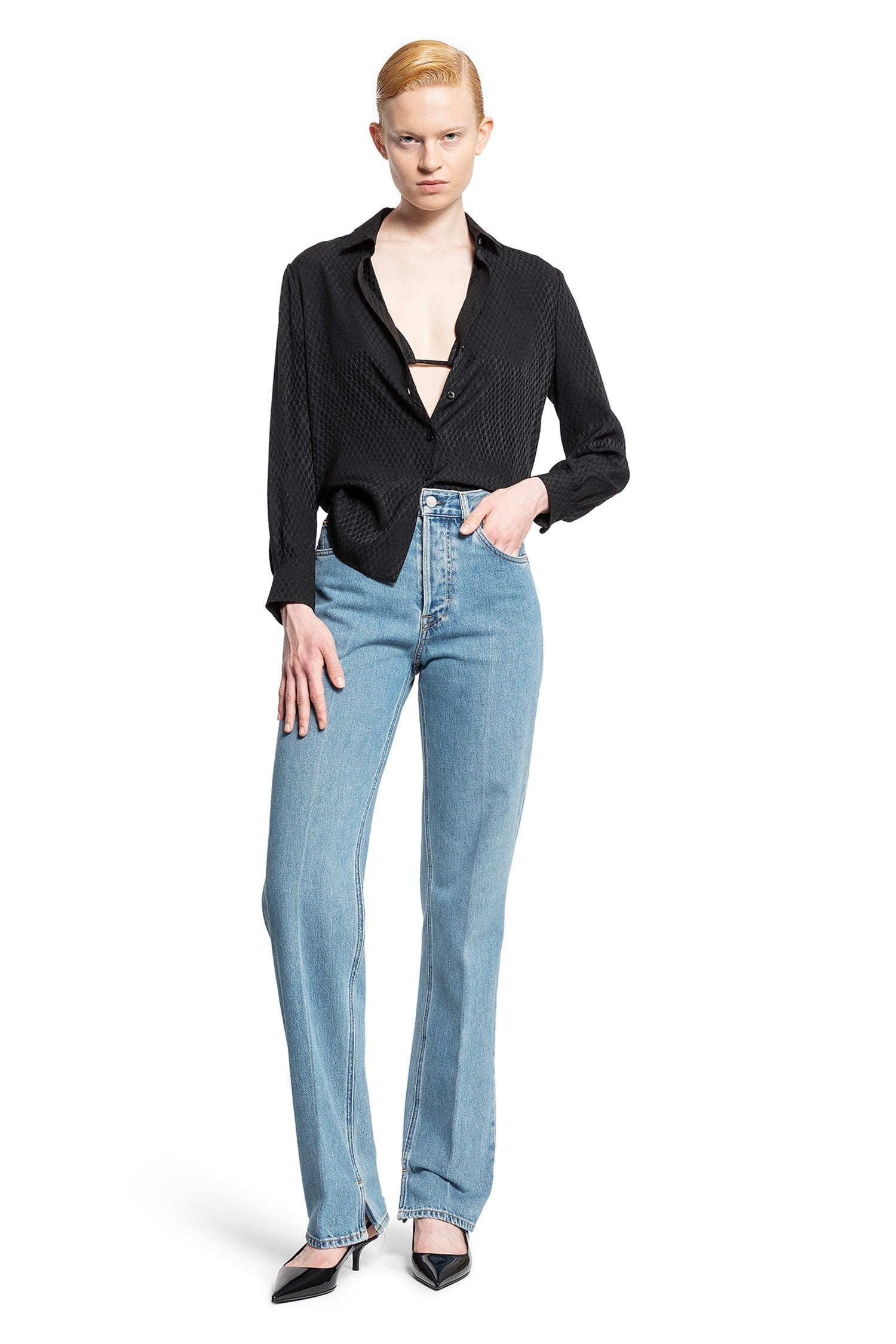 ''Gucci'' Silk Jacquard Shirt And Bra Set