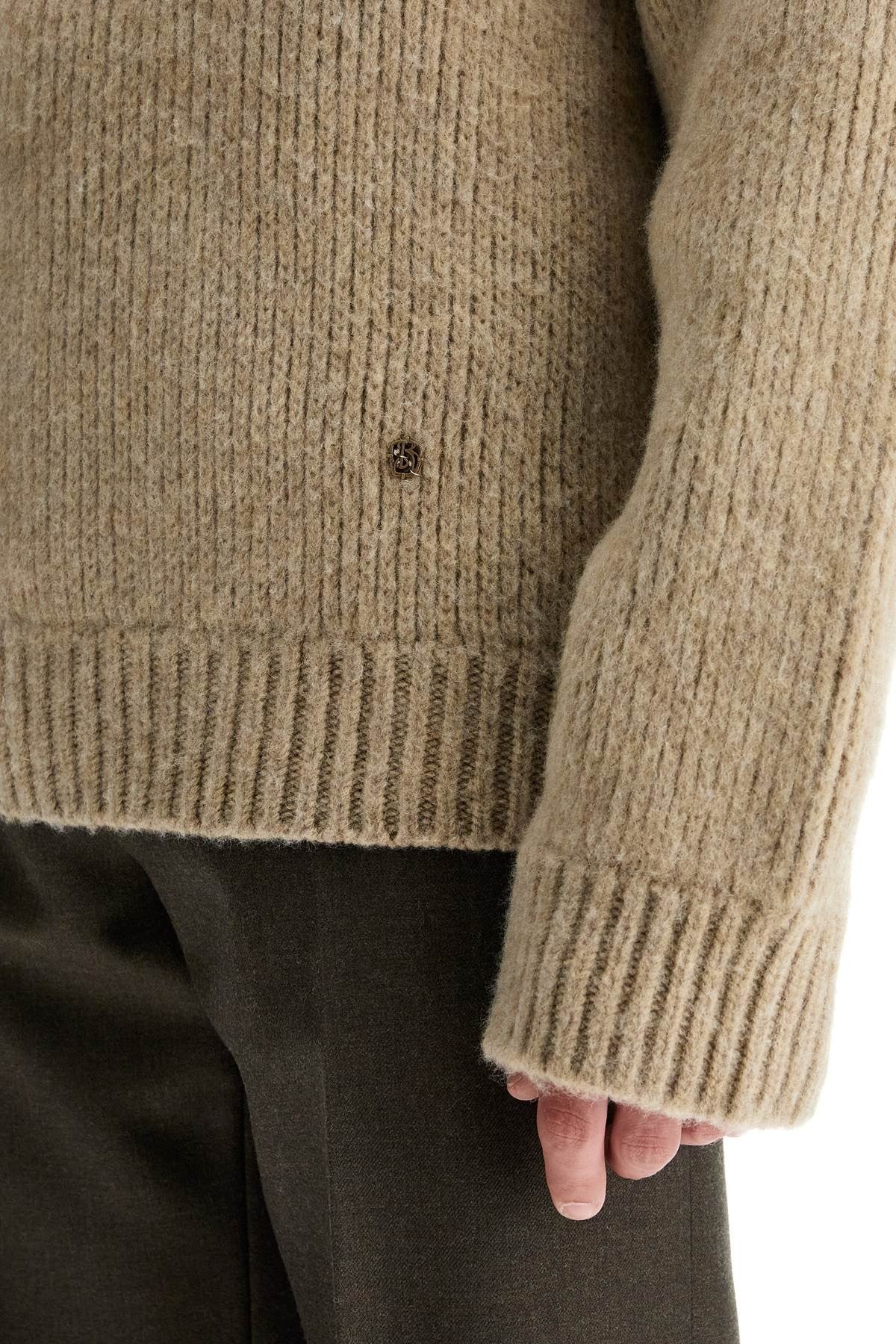 high-neck wool and cashmere pullover sweater