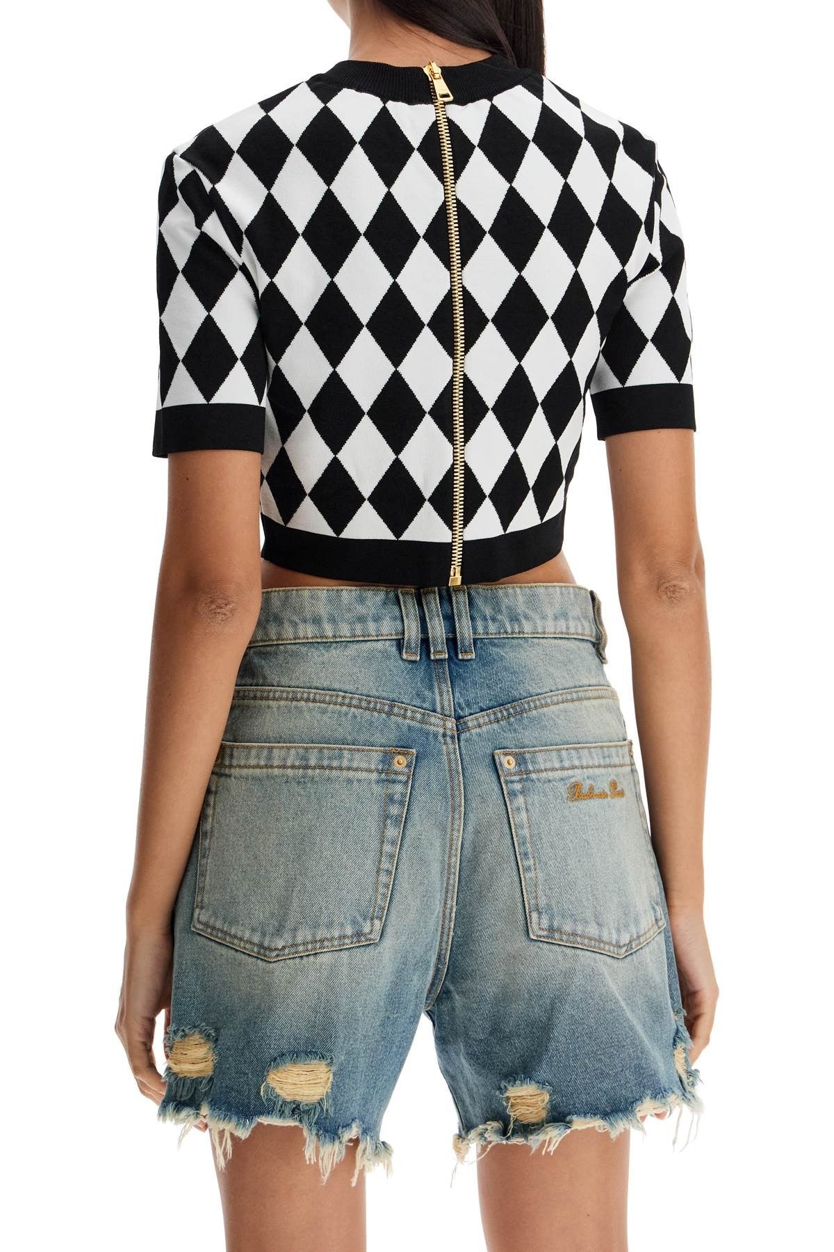 'jacquard diamond pattern knit crop top