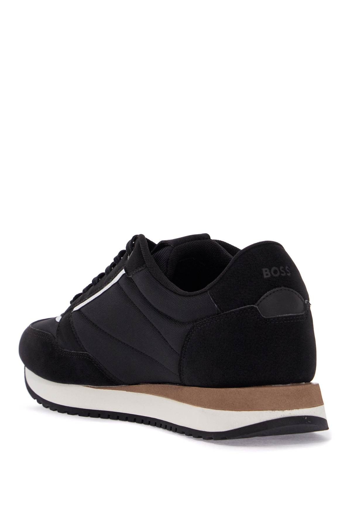 kai_runn_nupny black casual sneakers in suede and technical fabric