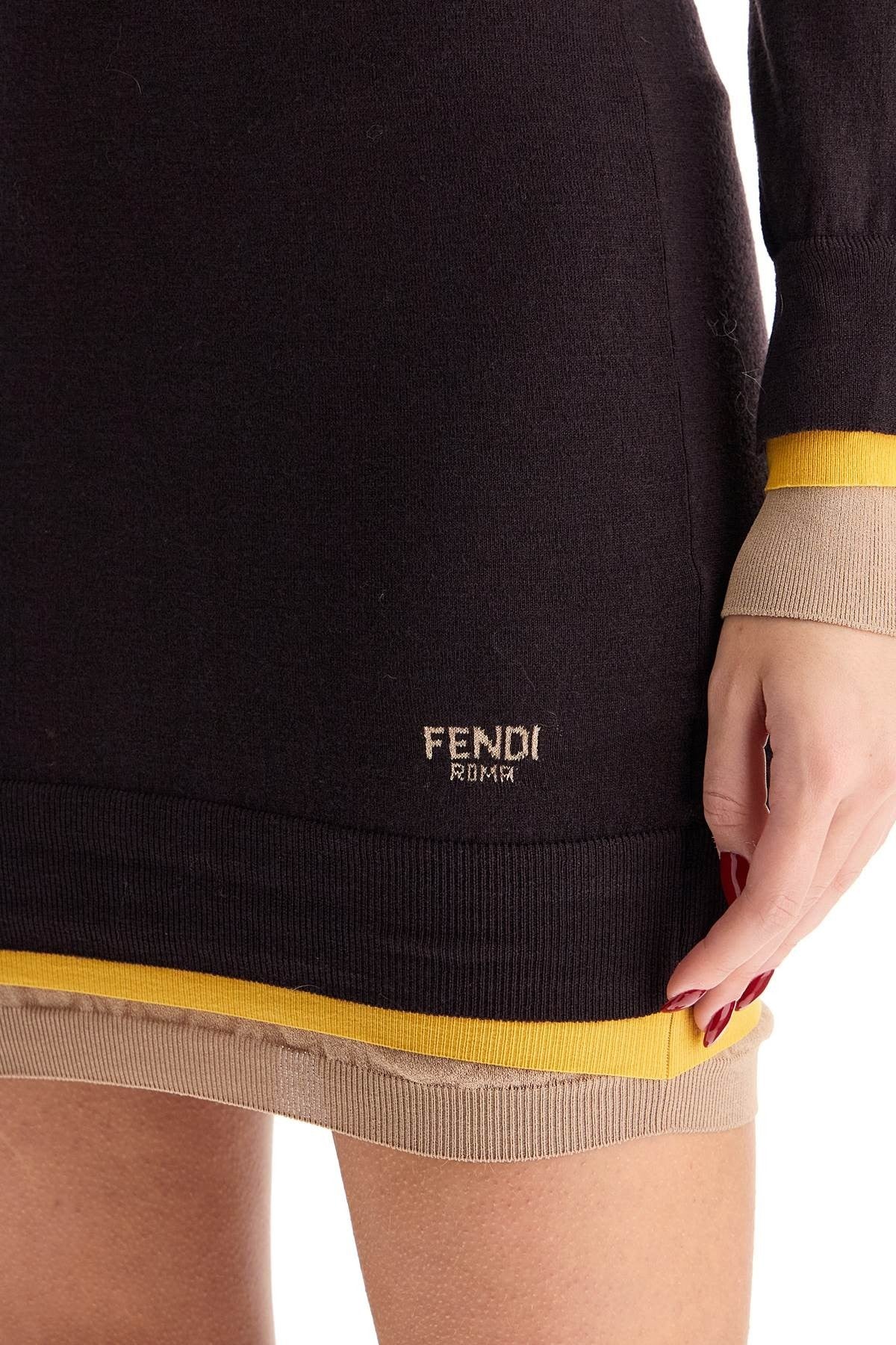 'knitted mini dress with contrasting edges'