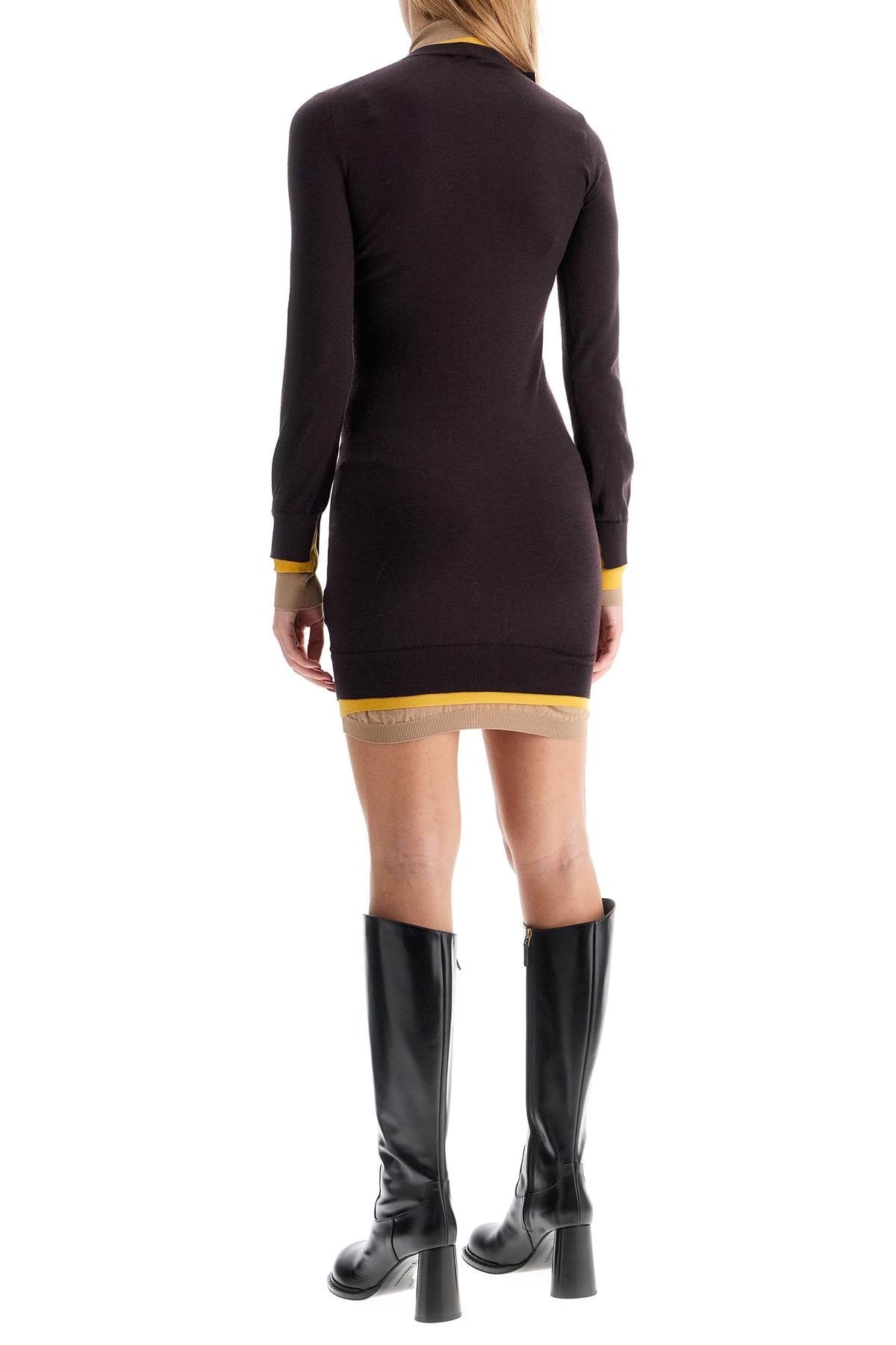 'knitted mini dress with contrasting edges'