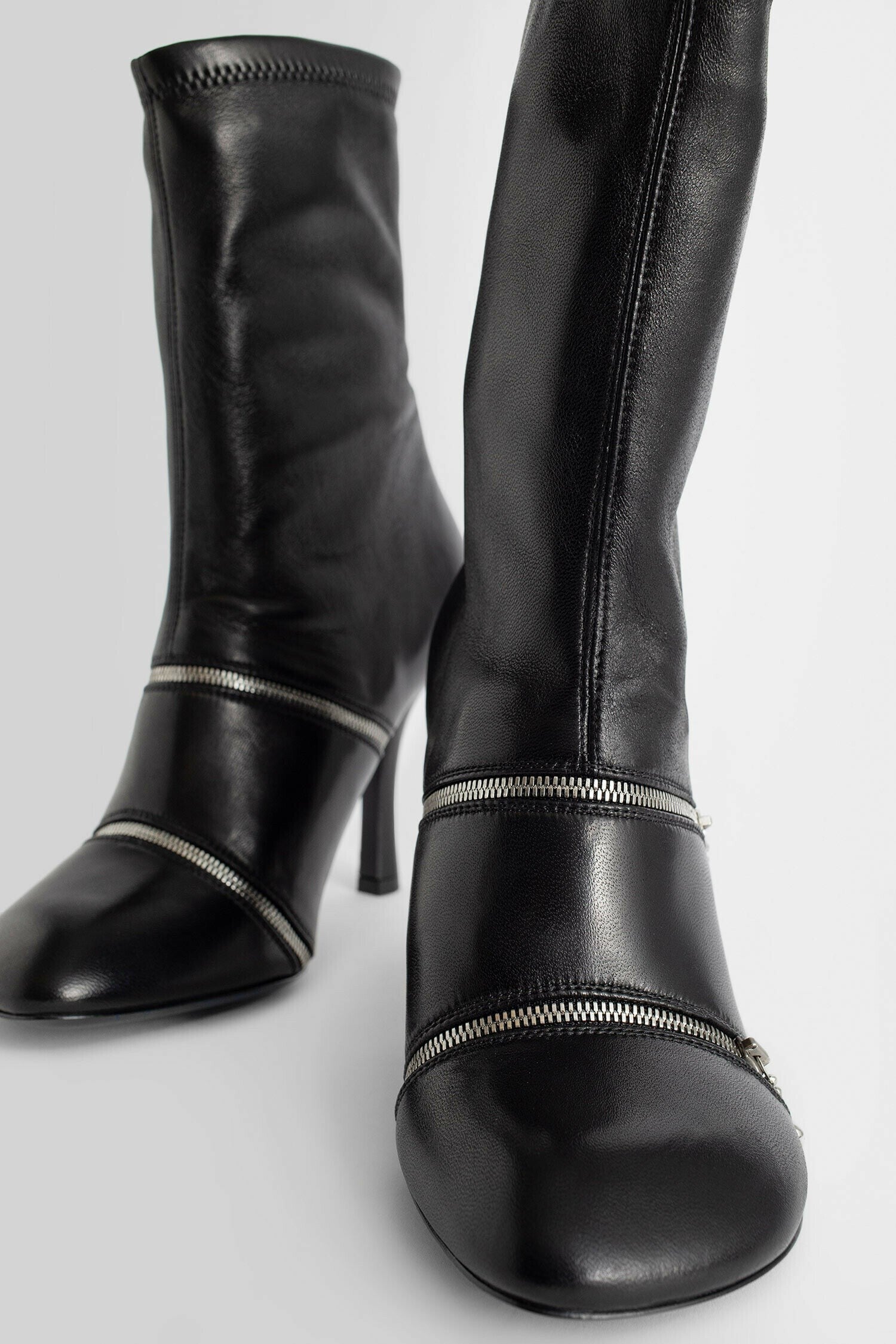 Leather Peep Boots