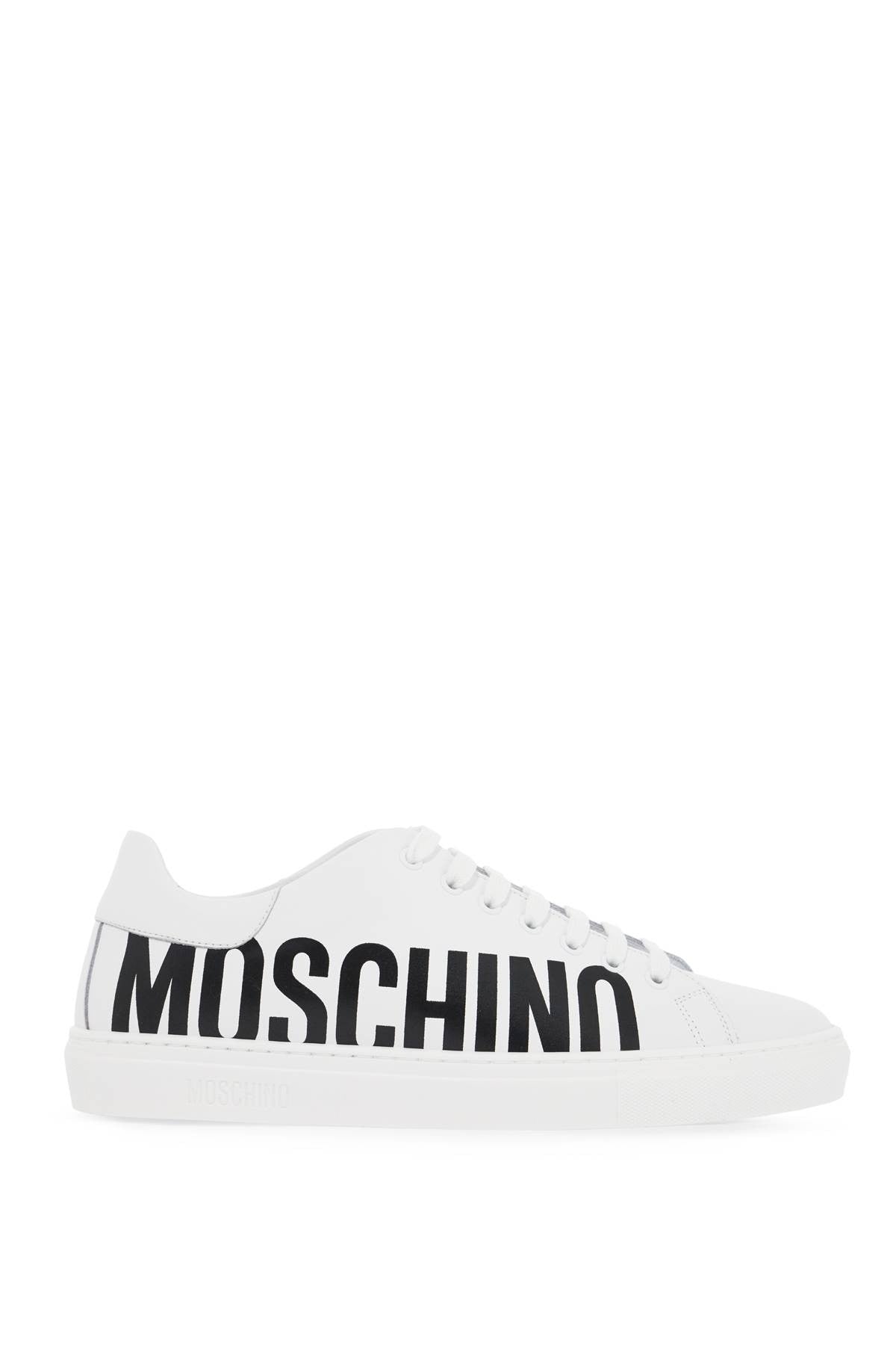 leather sneakers with logo print
