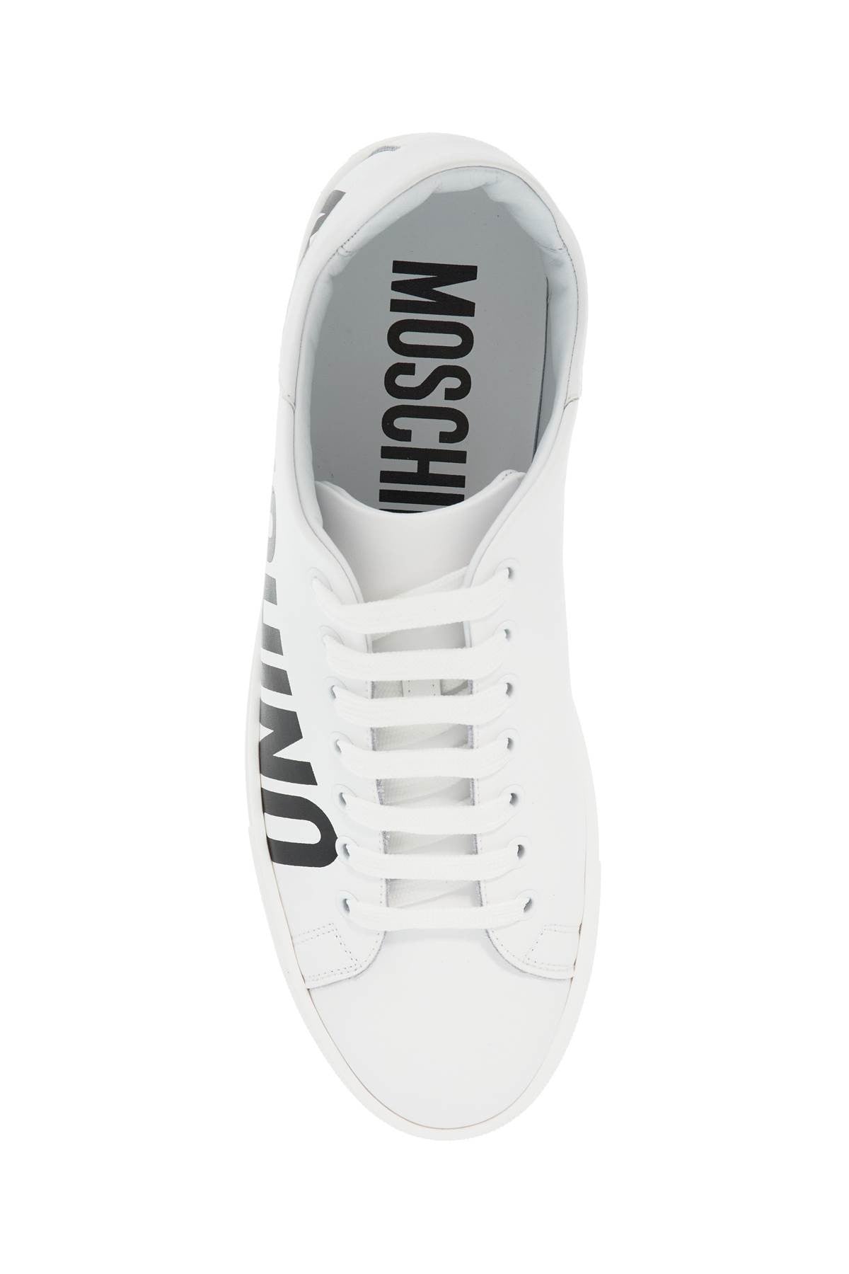 leather sneakers with logo print