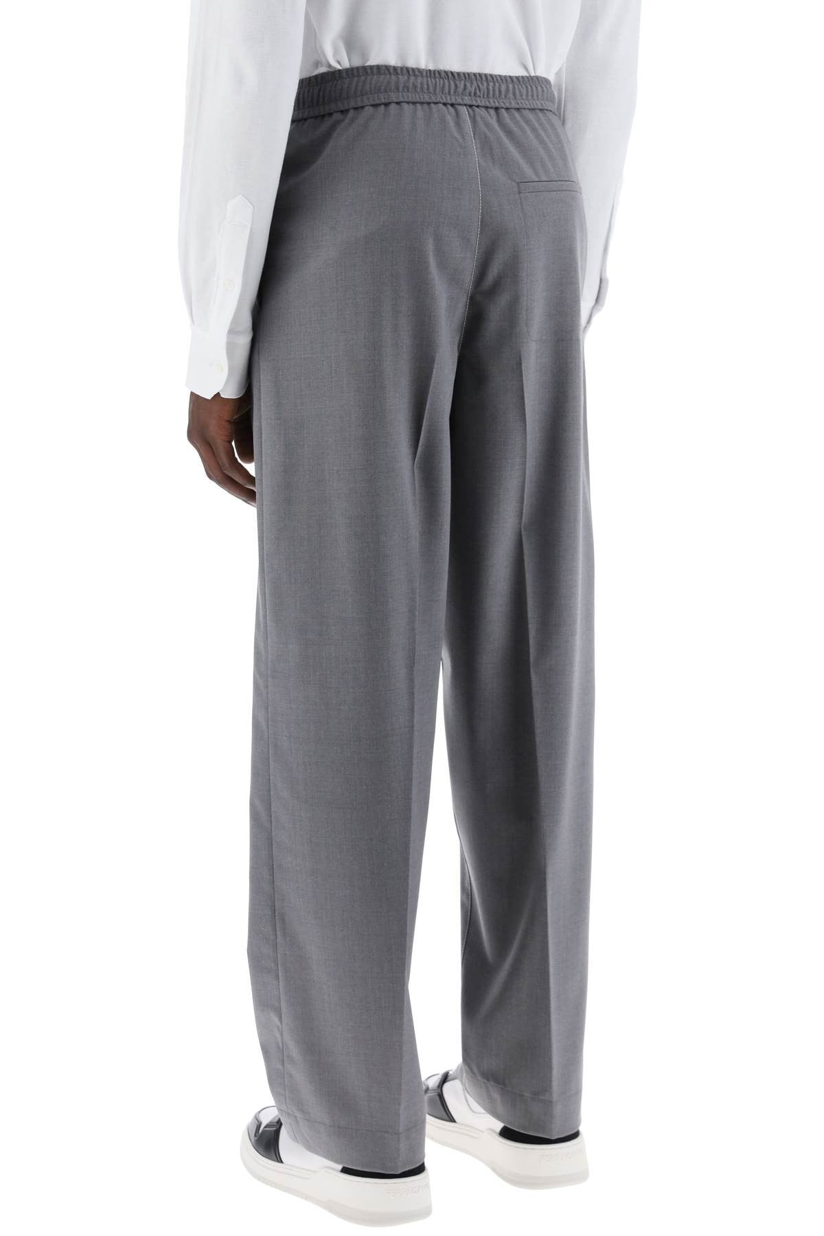 lightweight virgin wool tailored trousers in canvas fabric