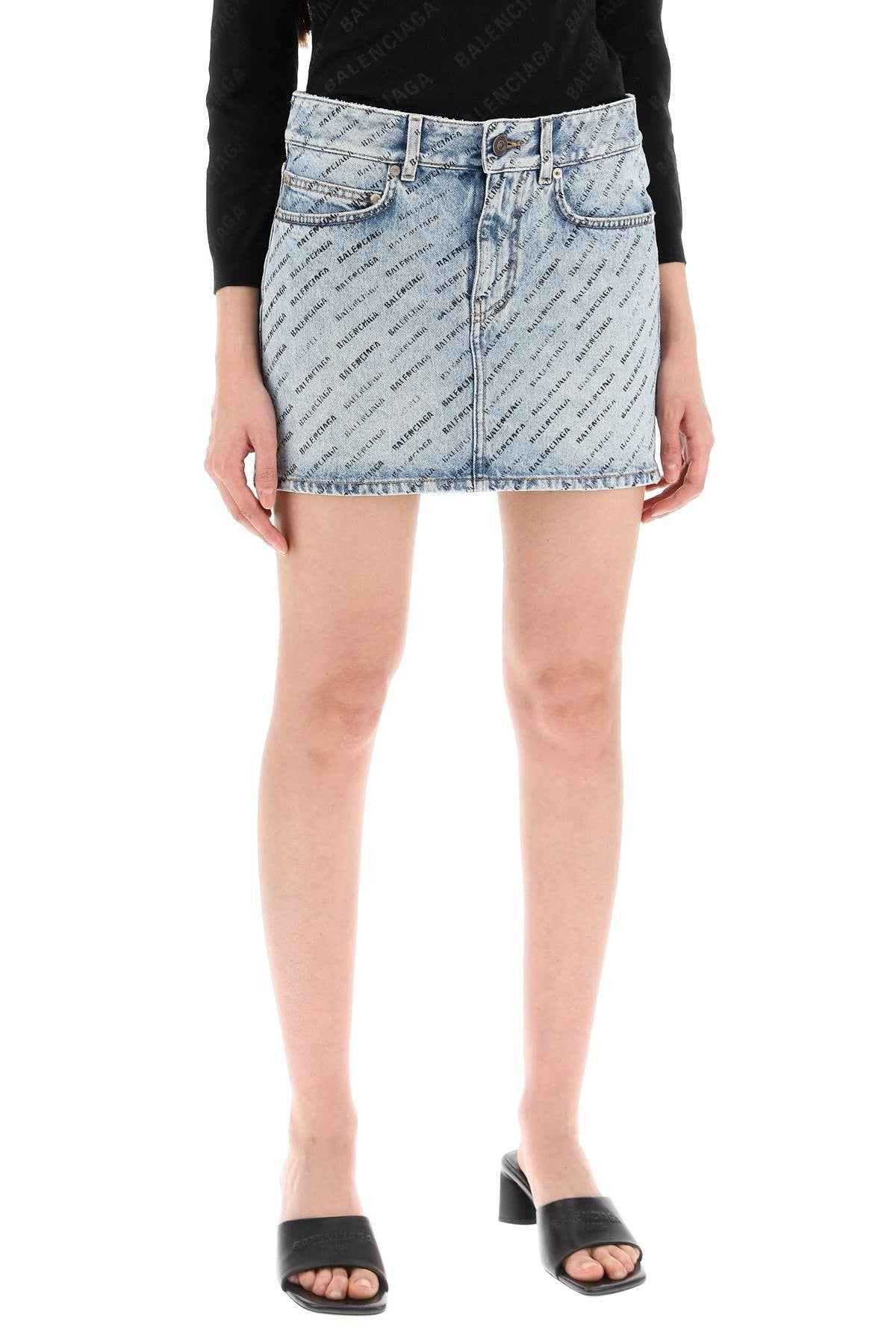 "logo print mini skirt