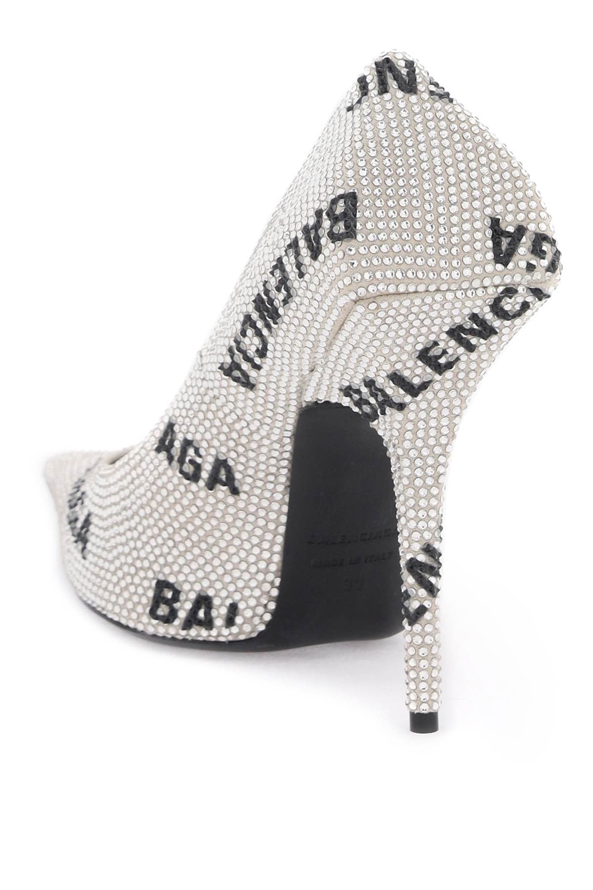 logoed square knife pumps with rhinestones
