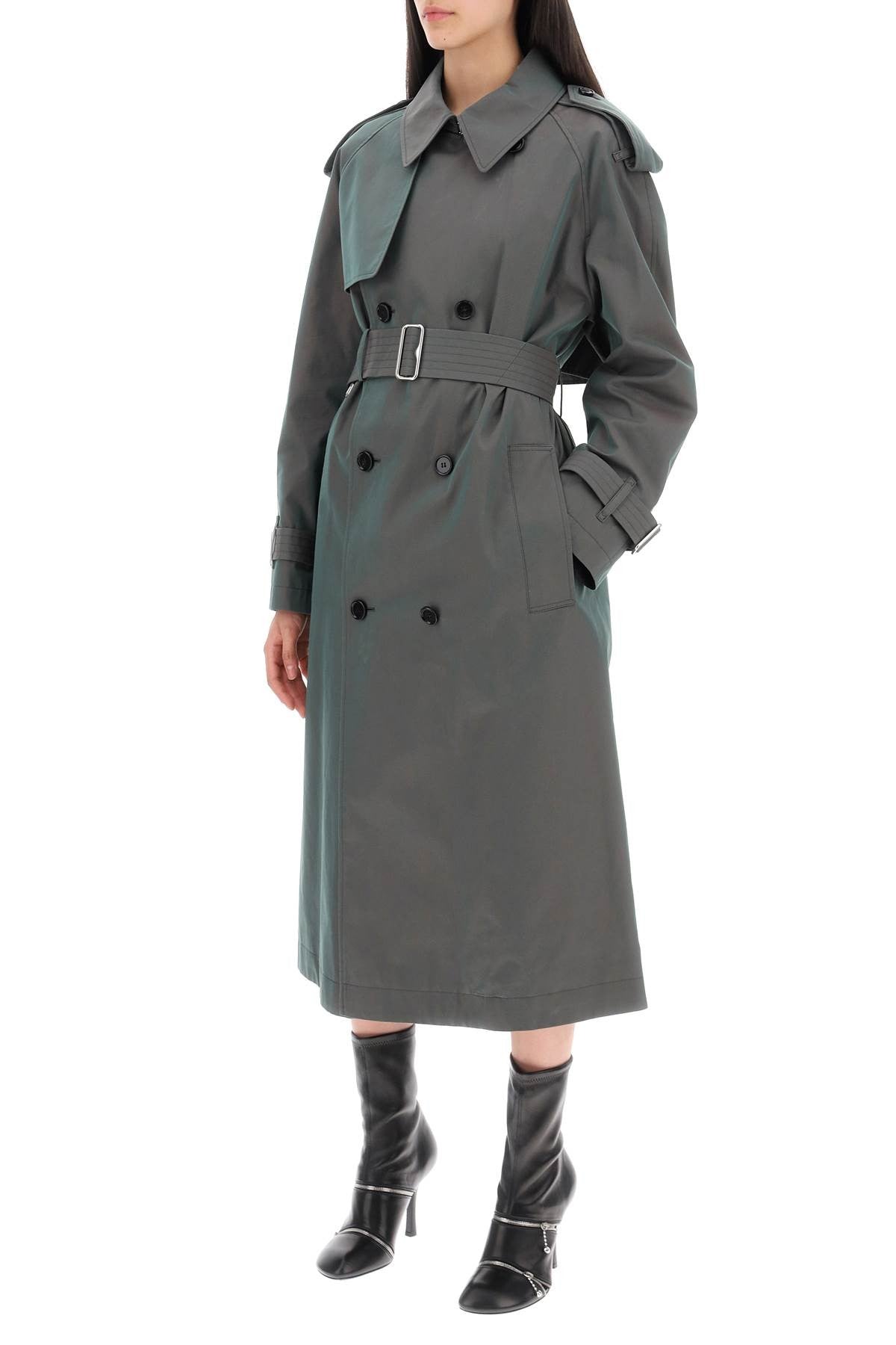 long iridescent trench