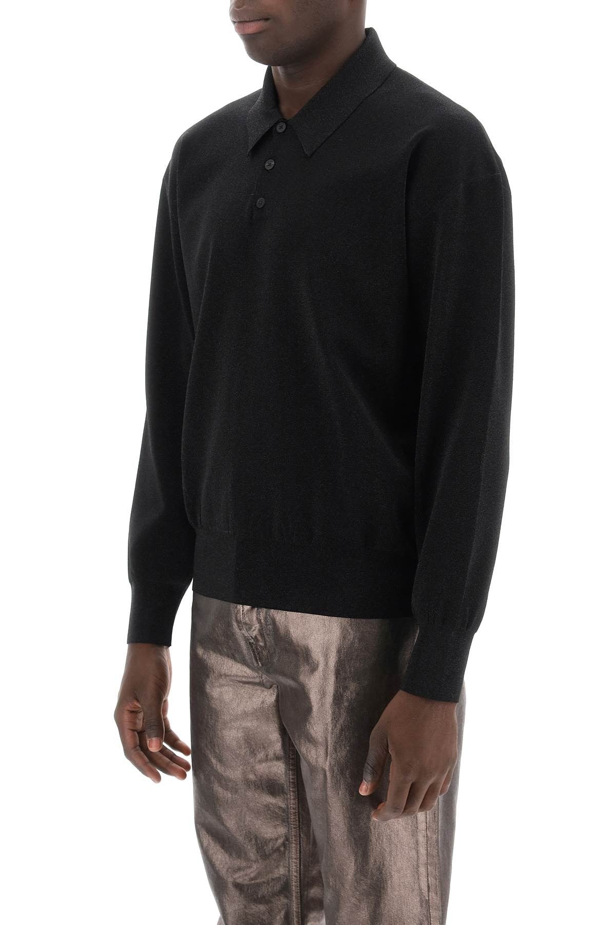 long sleeve lurex polo shirt