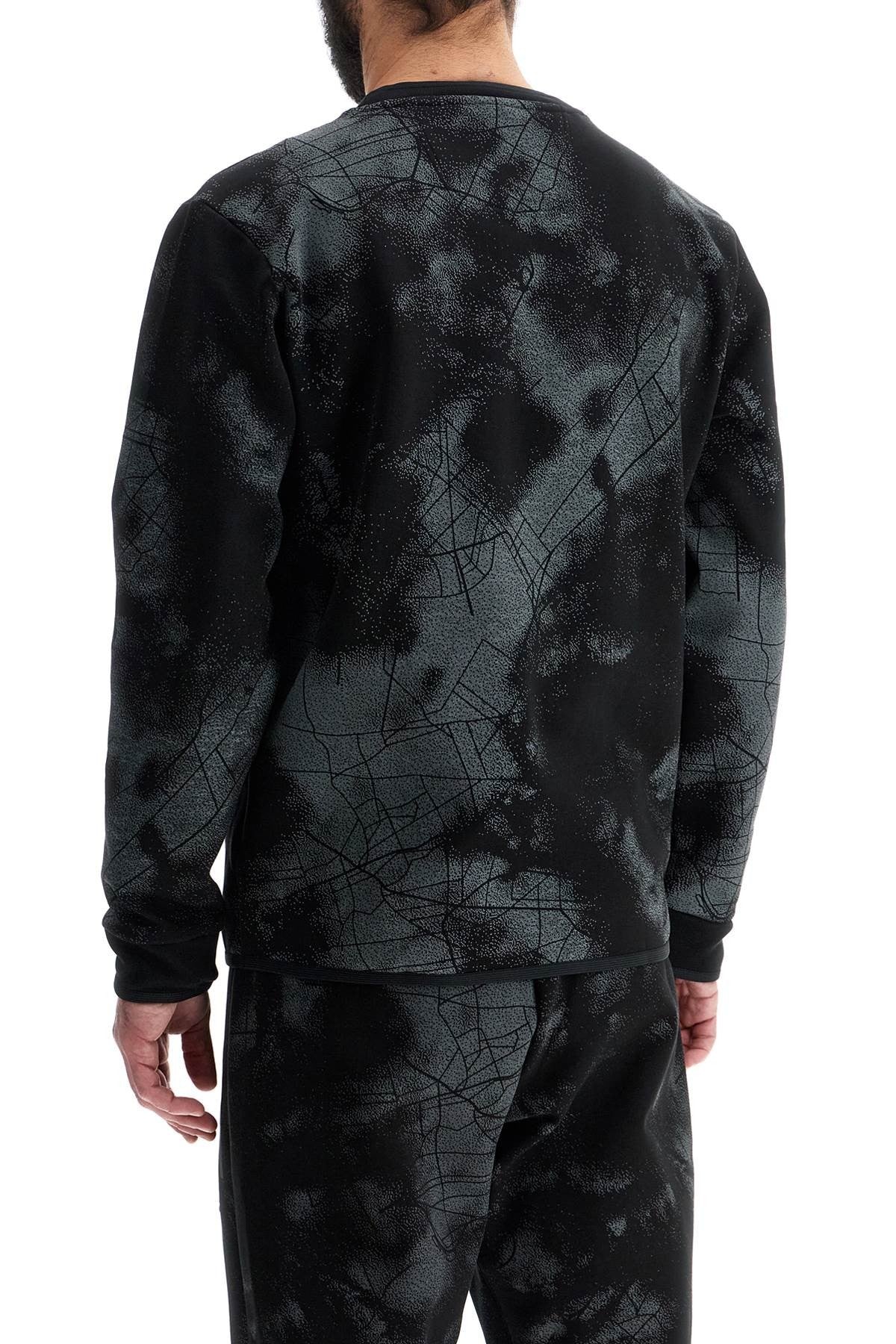 men's black cotton crewneck sweatshirt with gray print