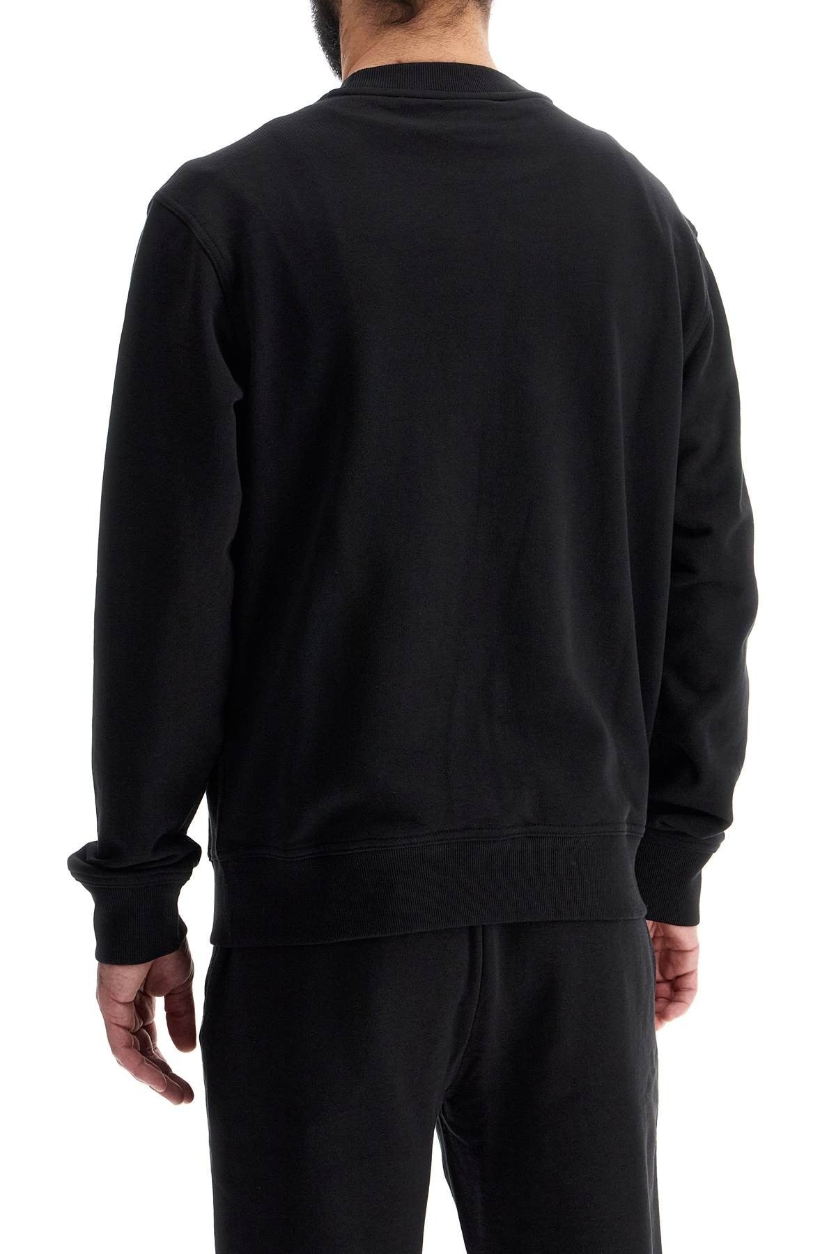 men's black cotton sweatshirt with long sleeves and round neck