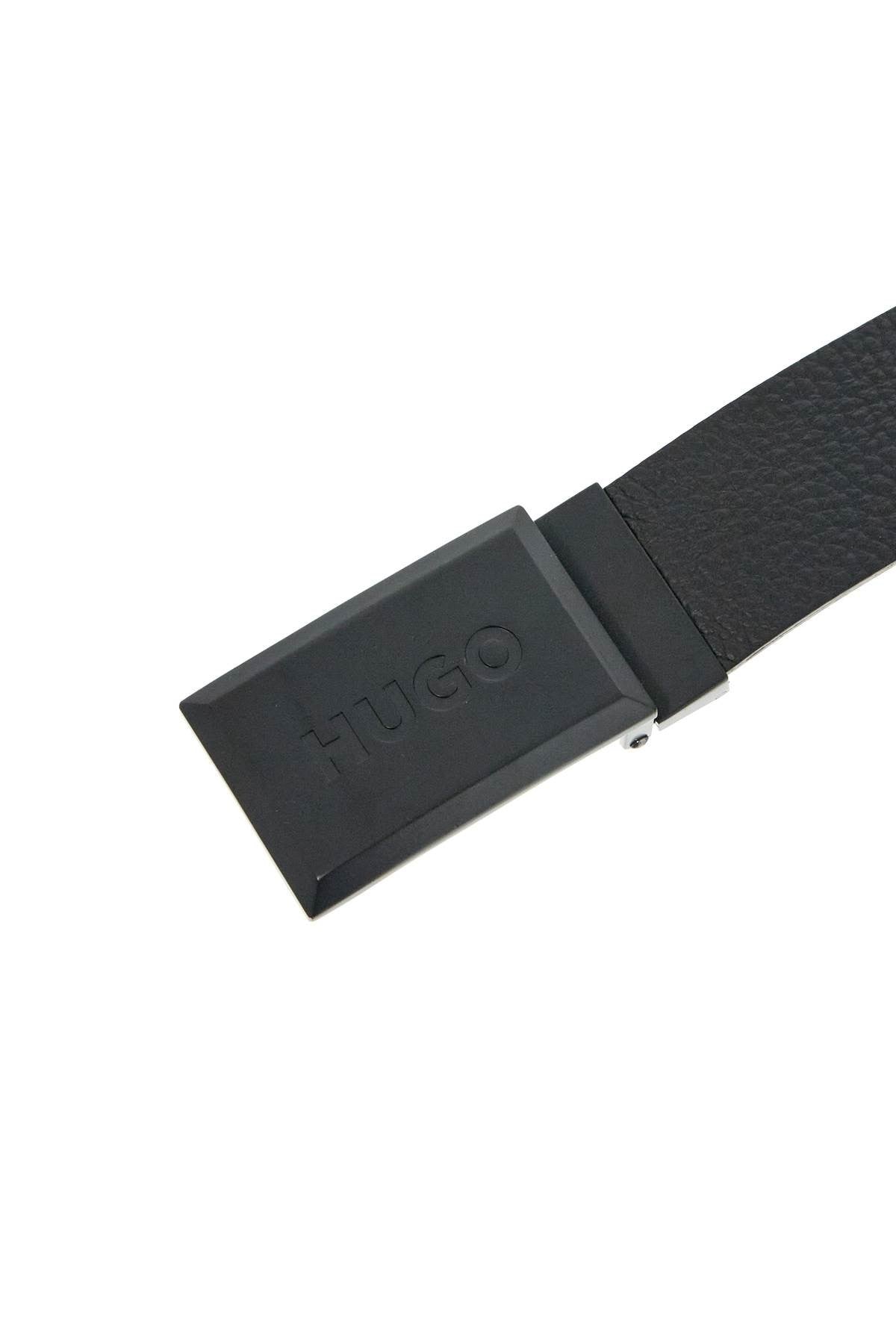 men's black croc-embossed leather belt with metal buckle
