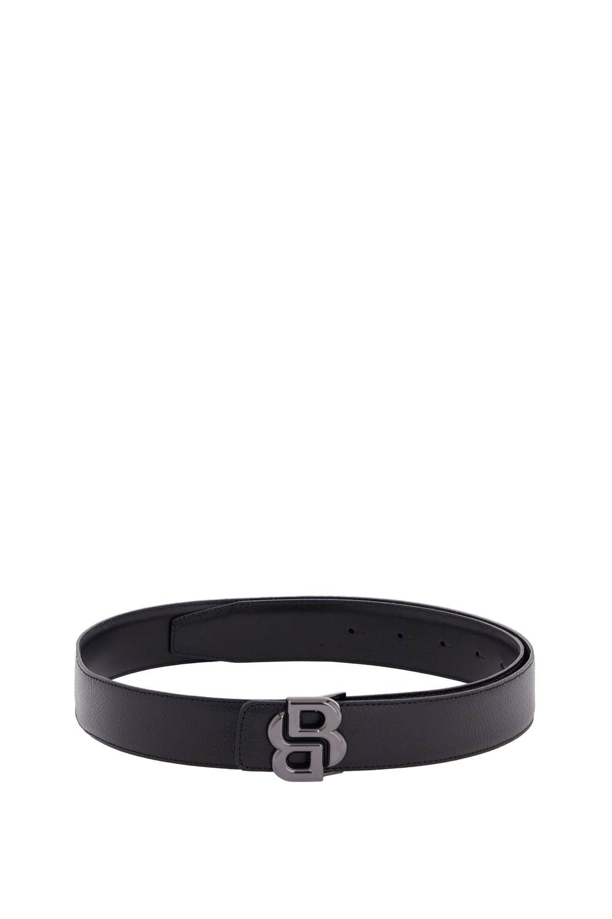 men's black khl leather belt with metal buckle