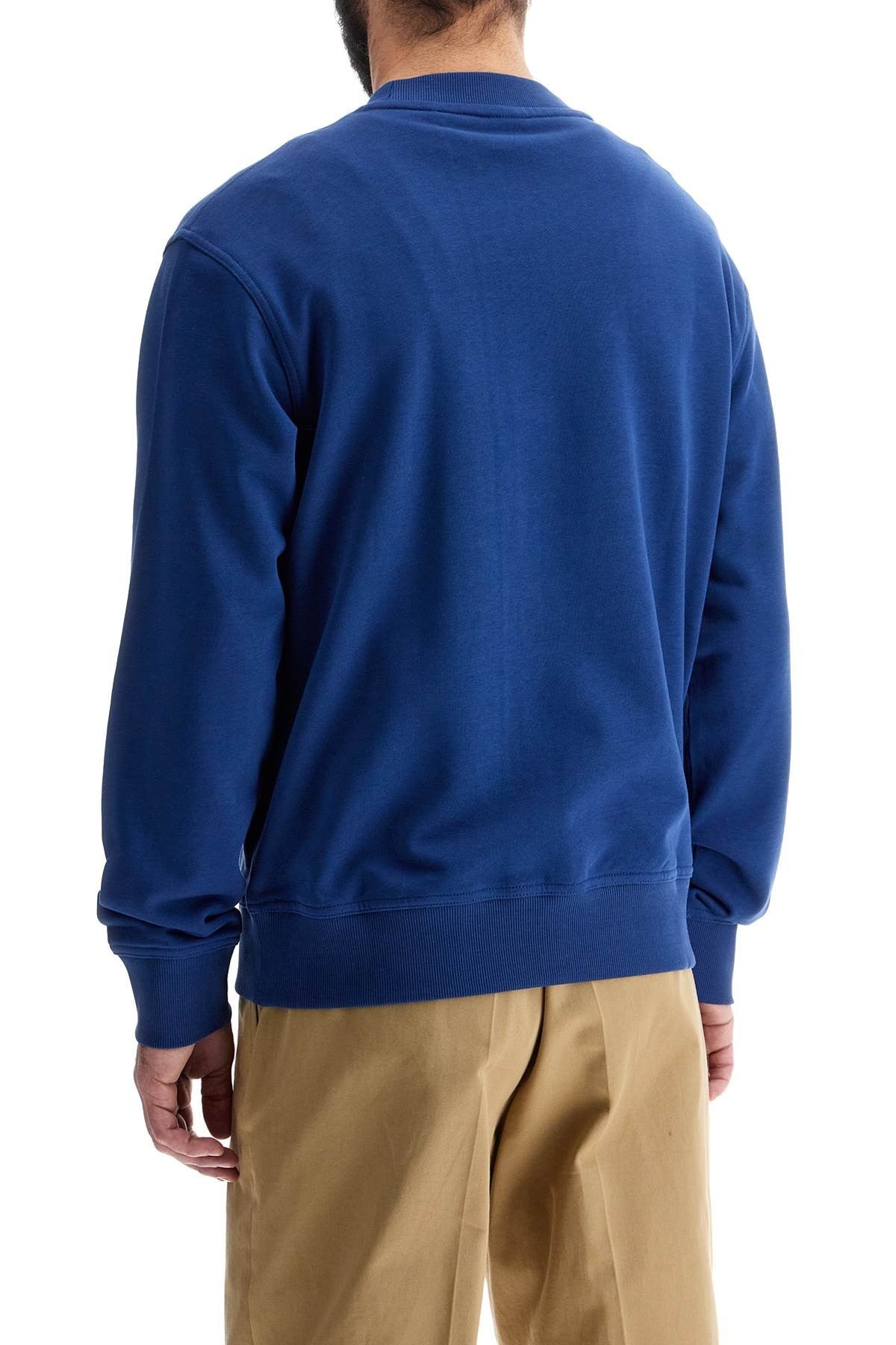 men's crew neck cotton sweatshirt blue long sleeves