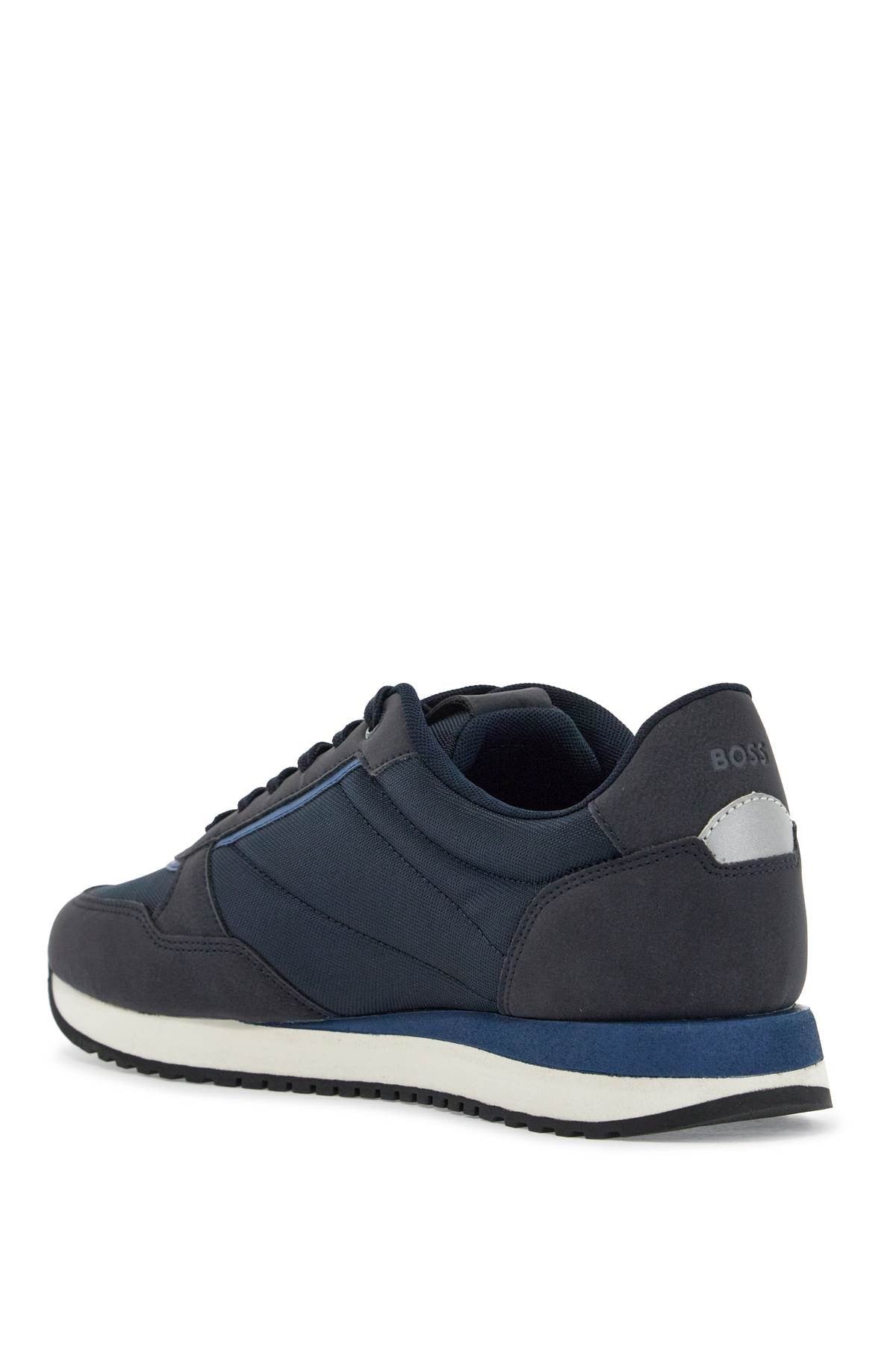 men's dark blue cotton sneakers with hook-and-loop closure