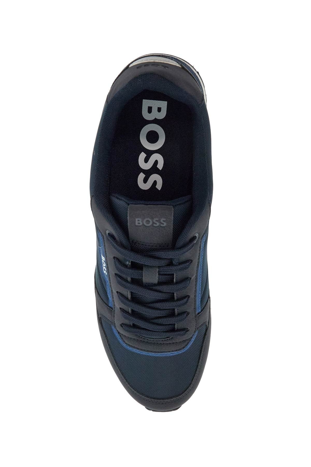 men's dark blue cotton sneakers with hook-and-loop closure