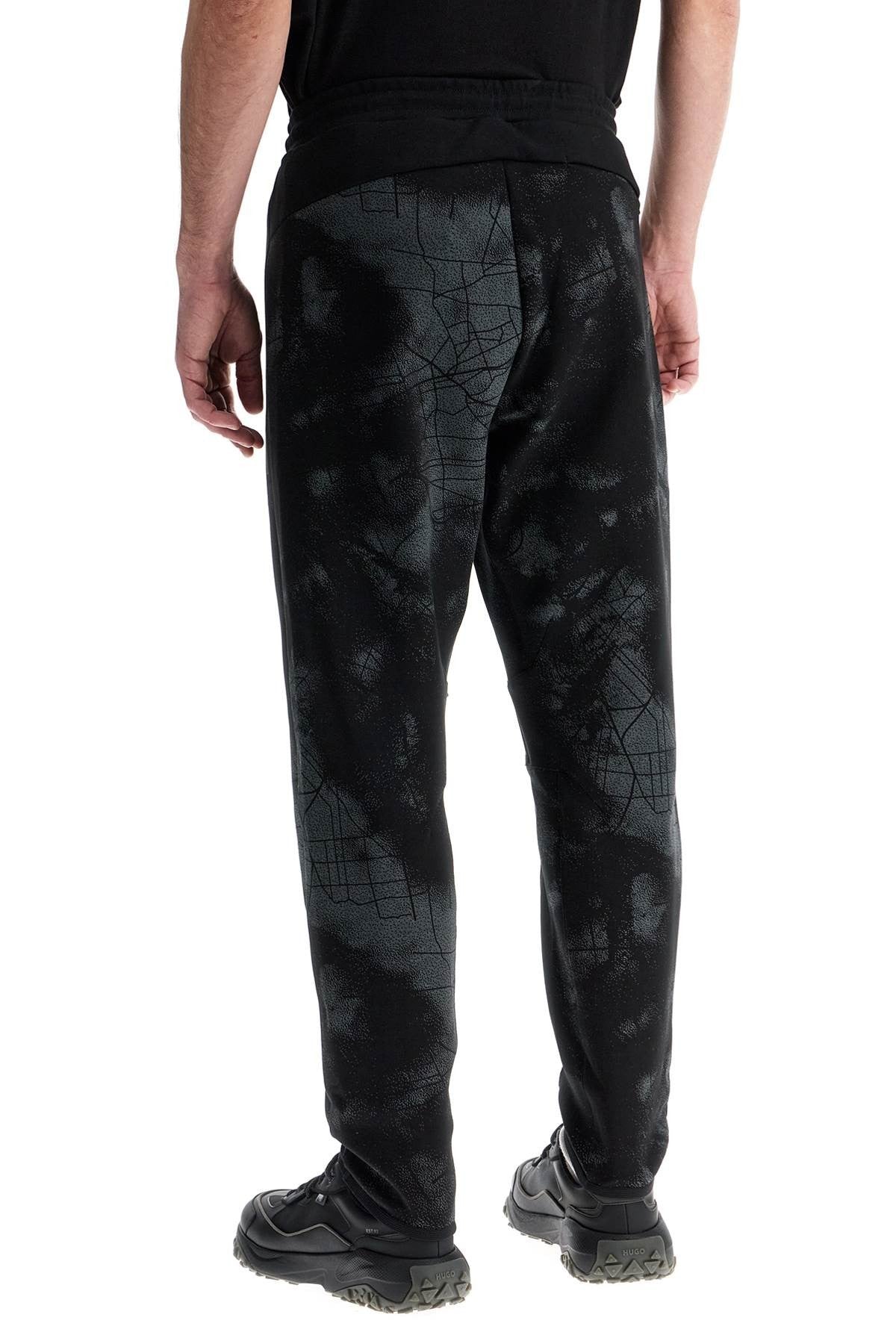 men's high-waisted black regular fit pants with zip pockets and drawstring