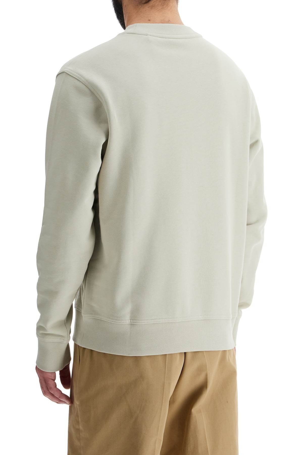 men's light beige cotton sweatshirt with long sleeves and round neck regular fit