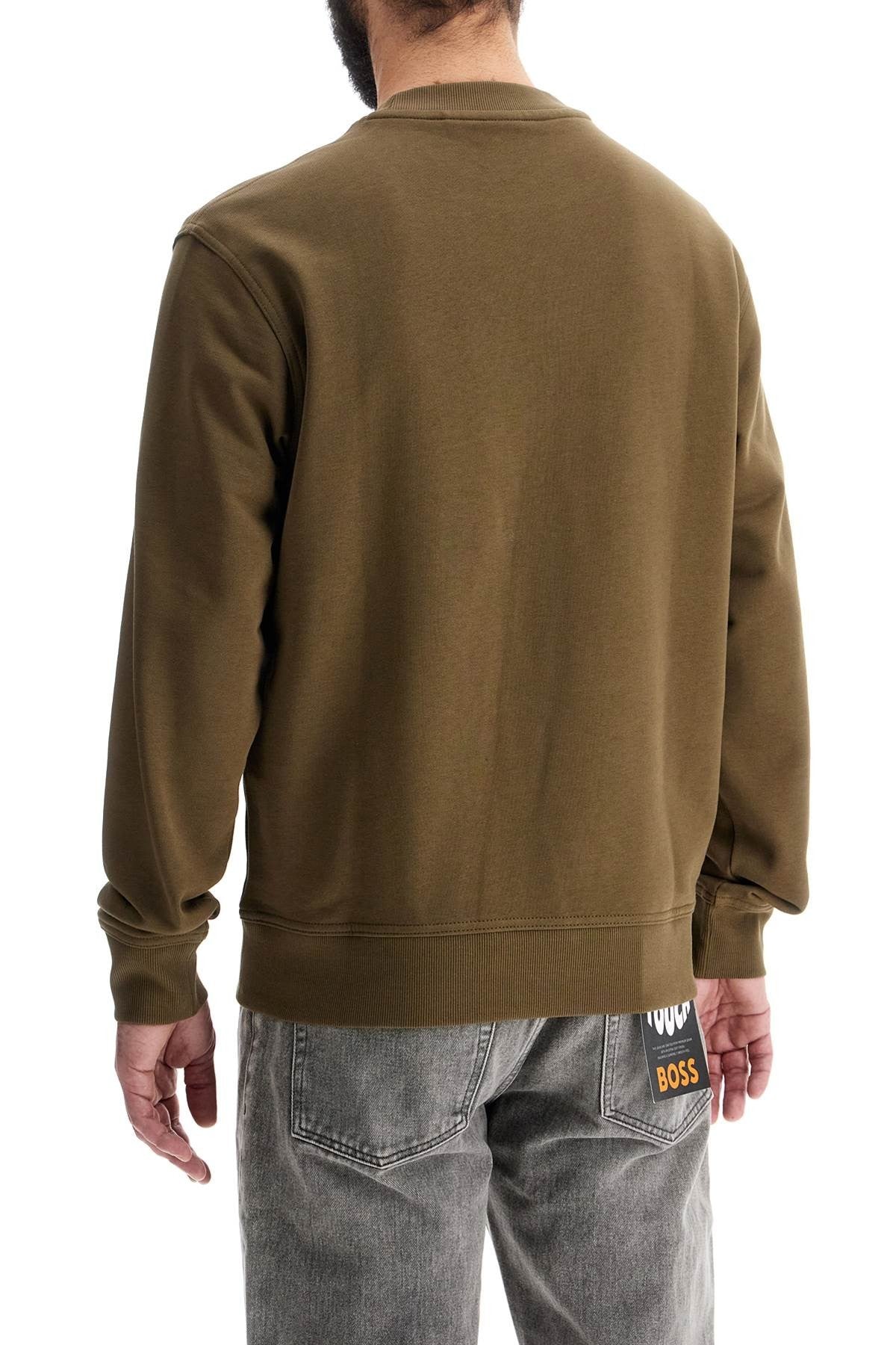 men's long sleeve crew neck sweatshirt olive green cotton