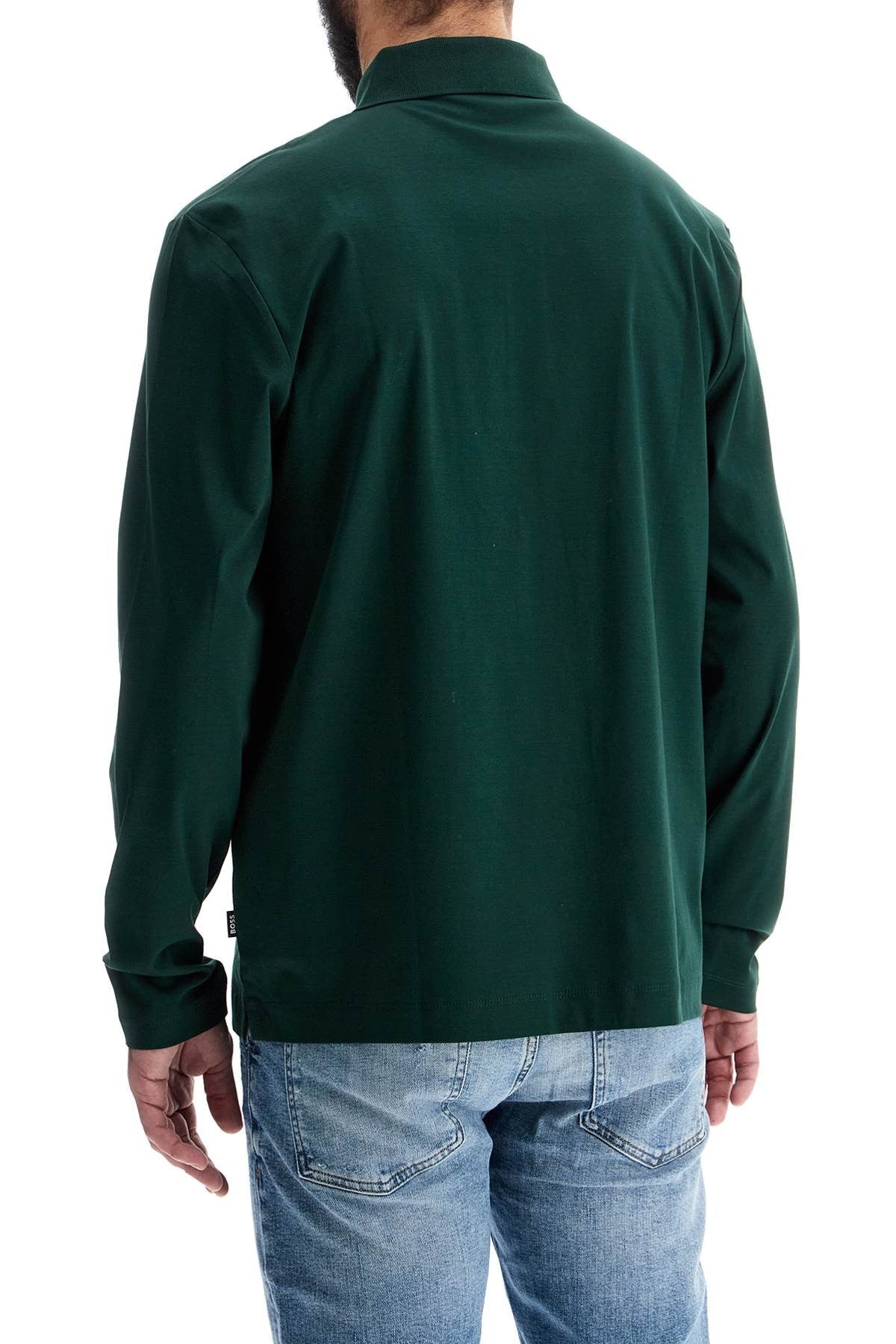 men's long sleeve slim fit cotton polo green