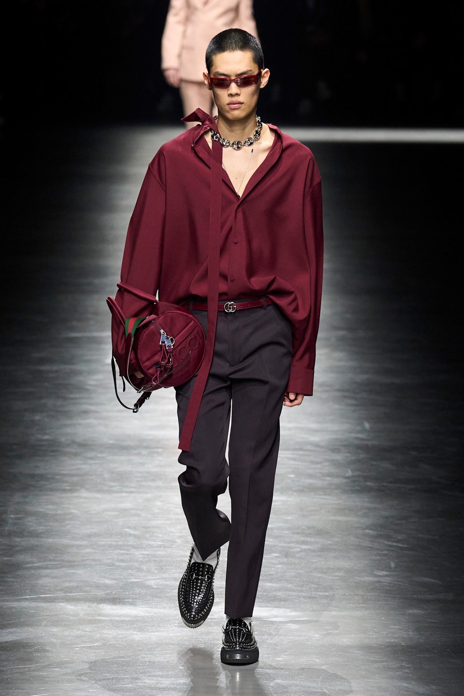 Oversized Wool Shirt With Neck Scarf