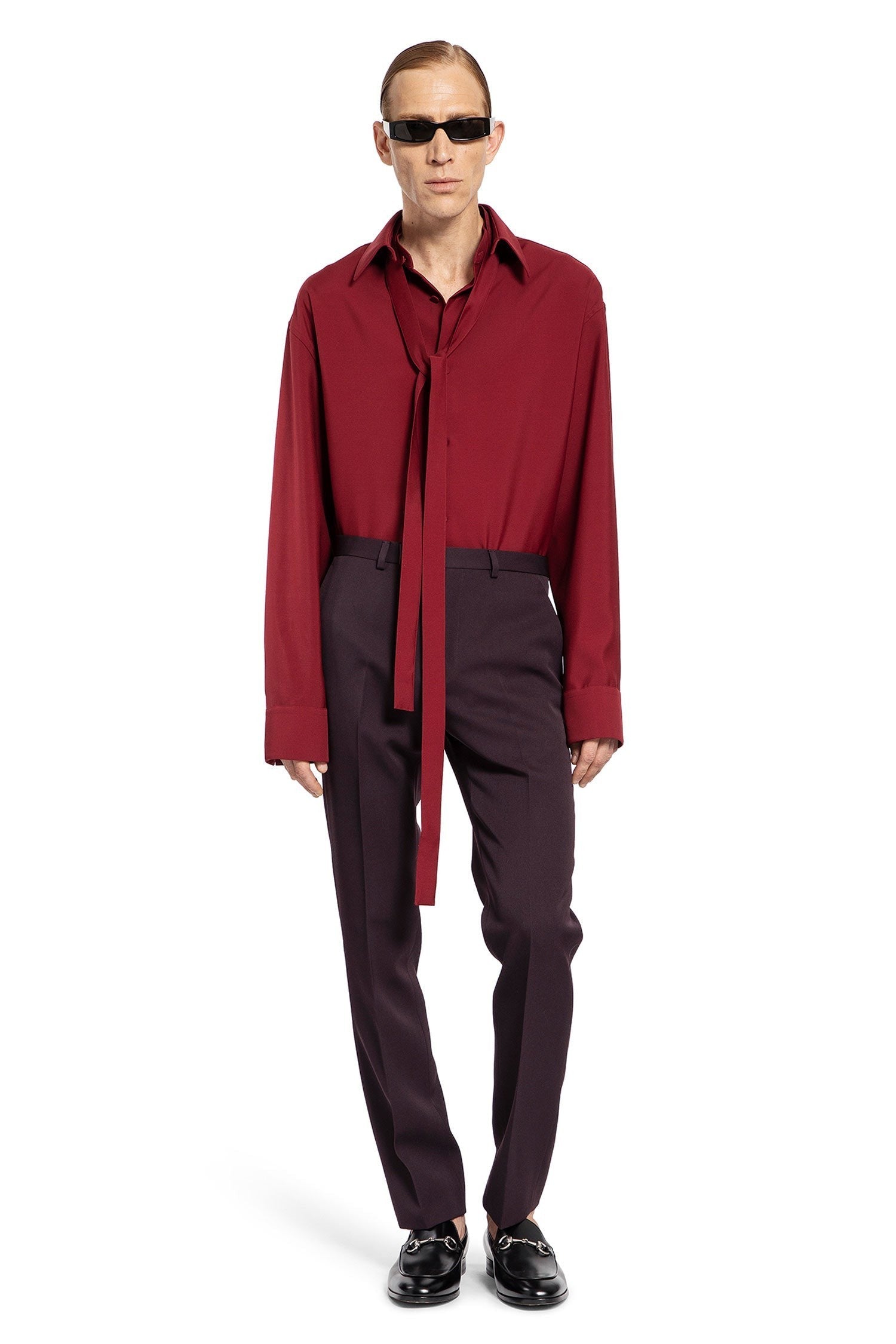 Oversized Wool Shirt With Neck Scarf
