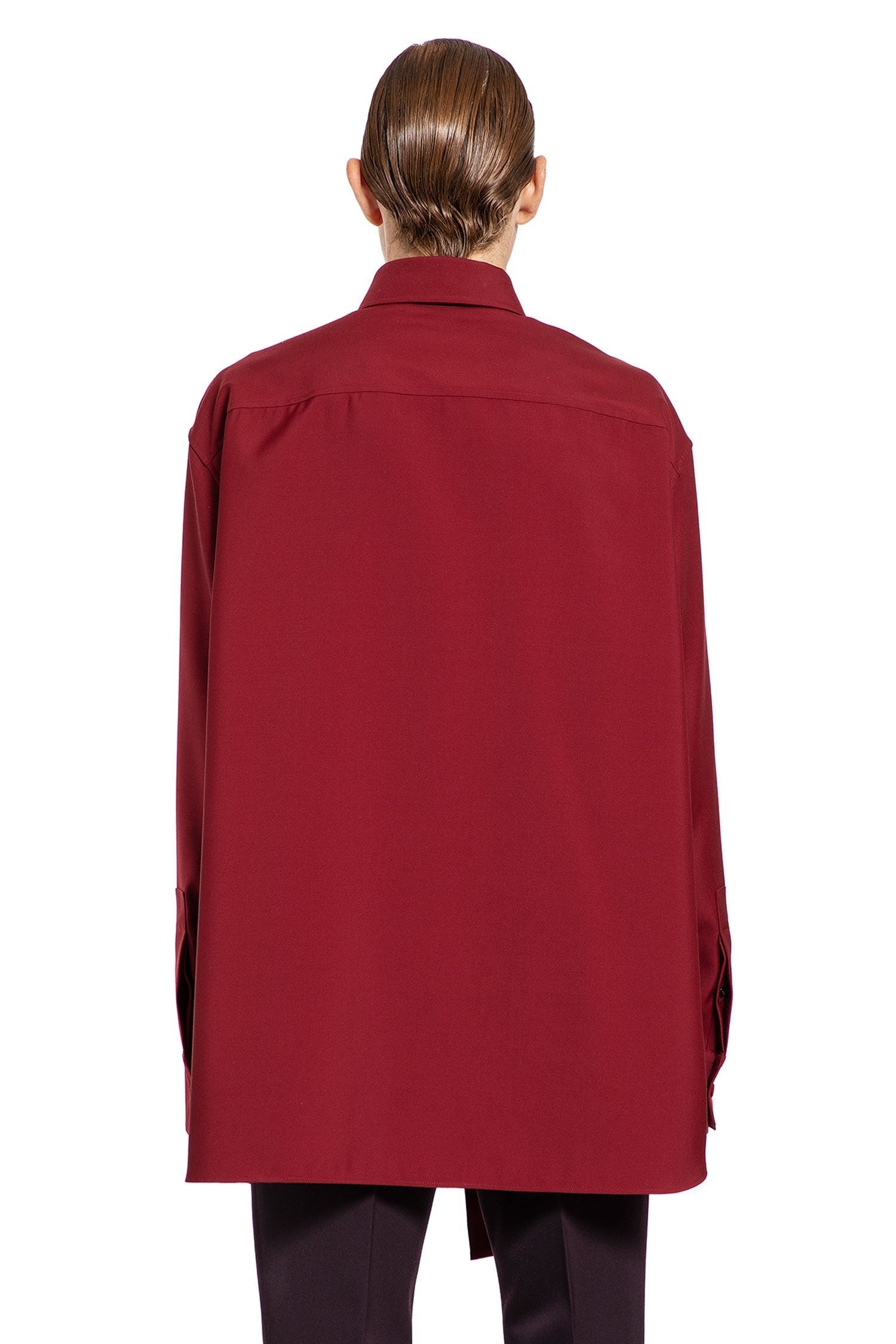 Oversized Wool Shirt With Neck Scarf