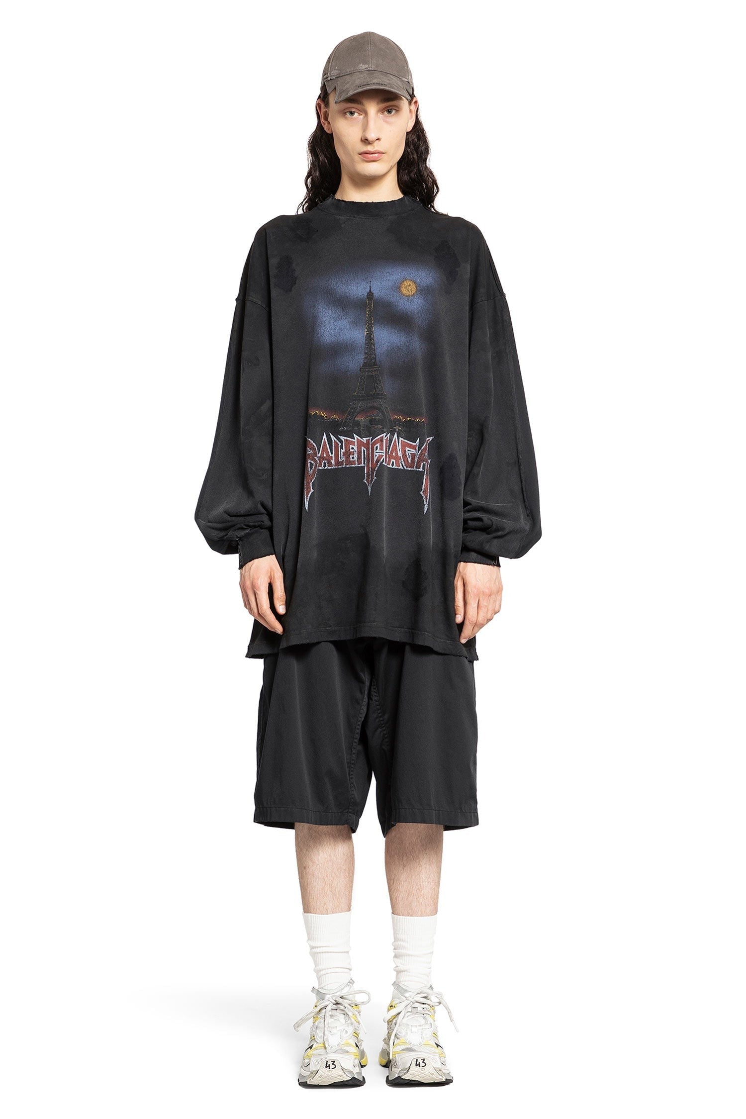 Paris Moon Double Front Oversize Long Sleeve T-Shirt In Vintage Jersey