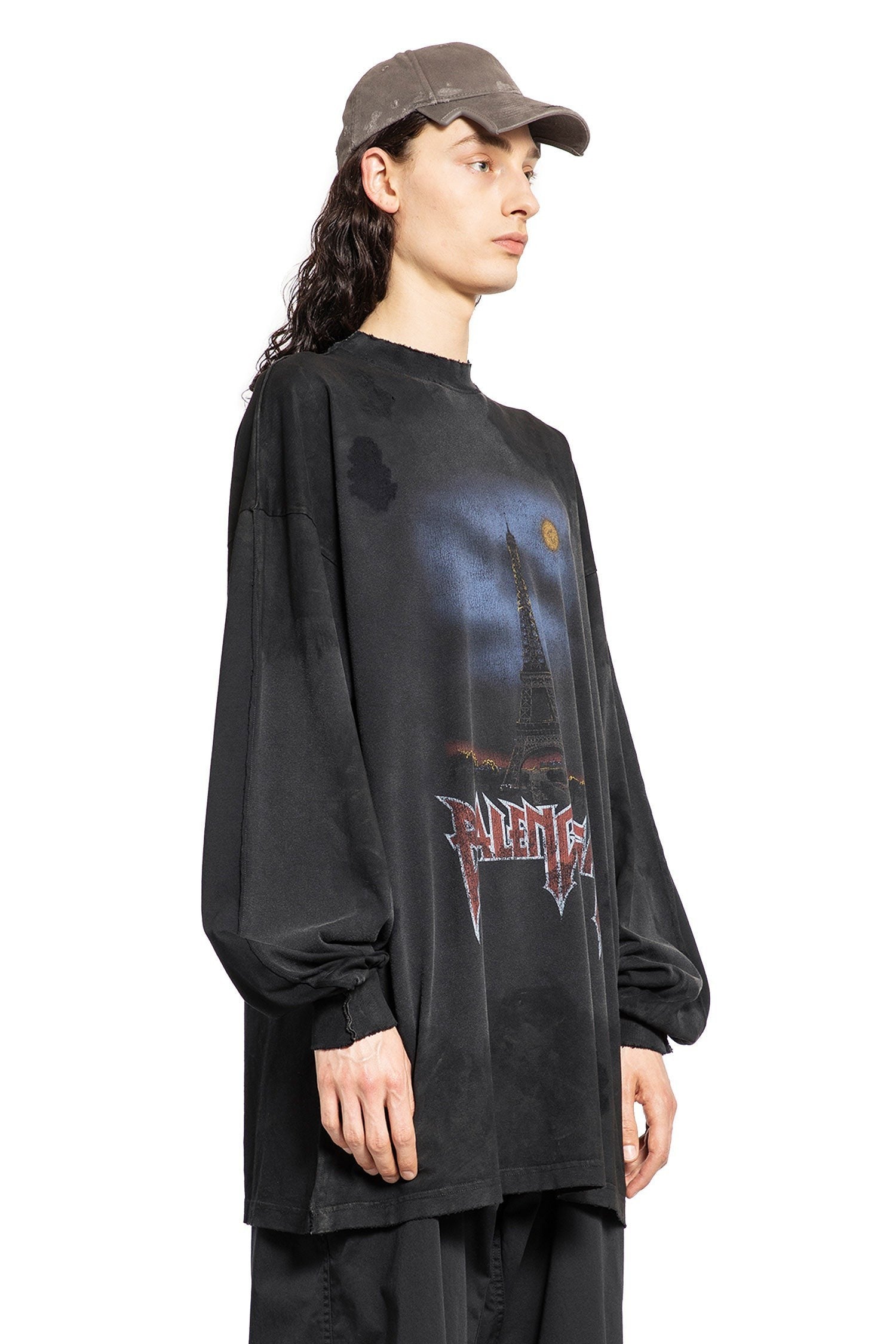 Paris Moon Double Front Oversize Long Sleeve T-Shirt In Vintage Jersey