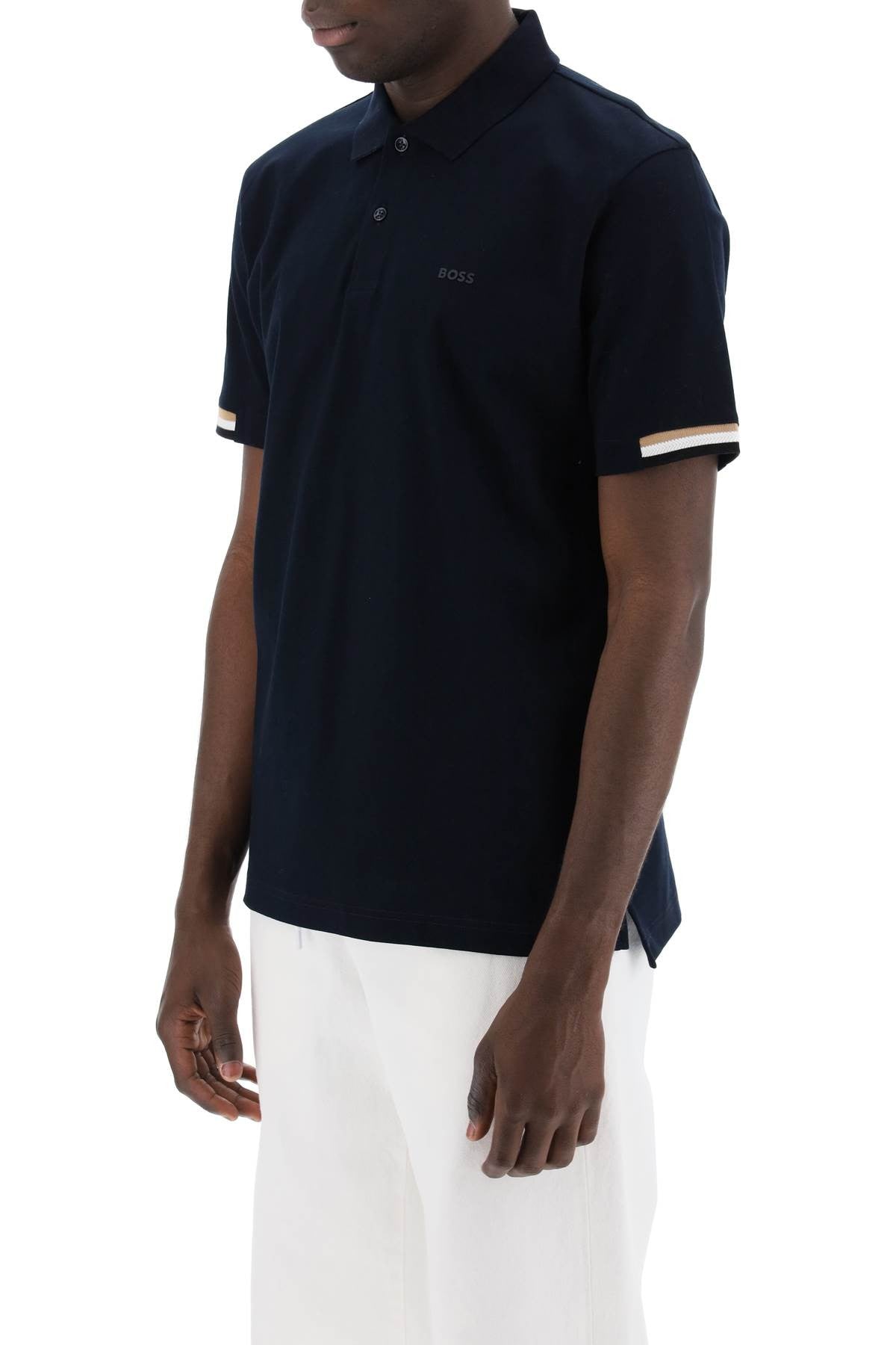 parlay polo shirt with stripe detail