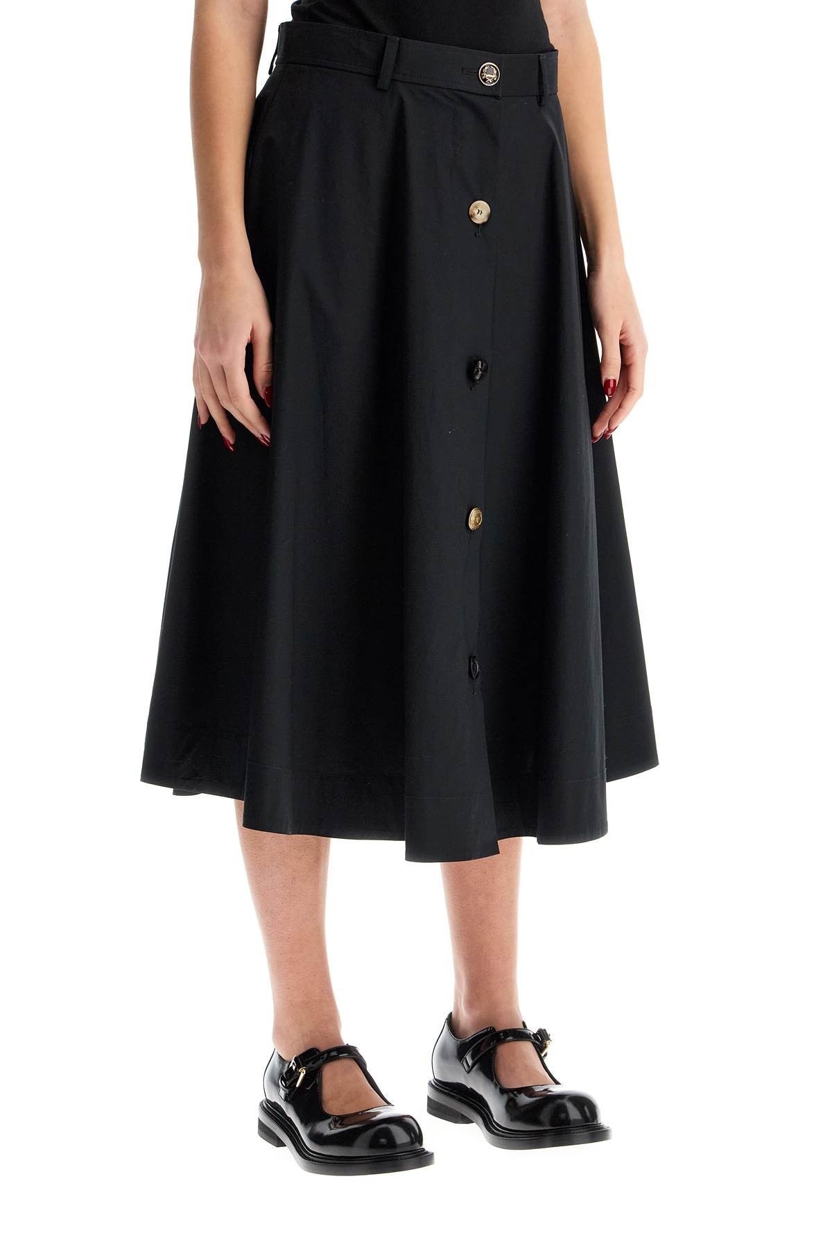 'poplin skirt with buttons'