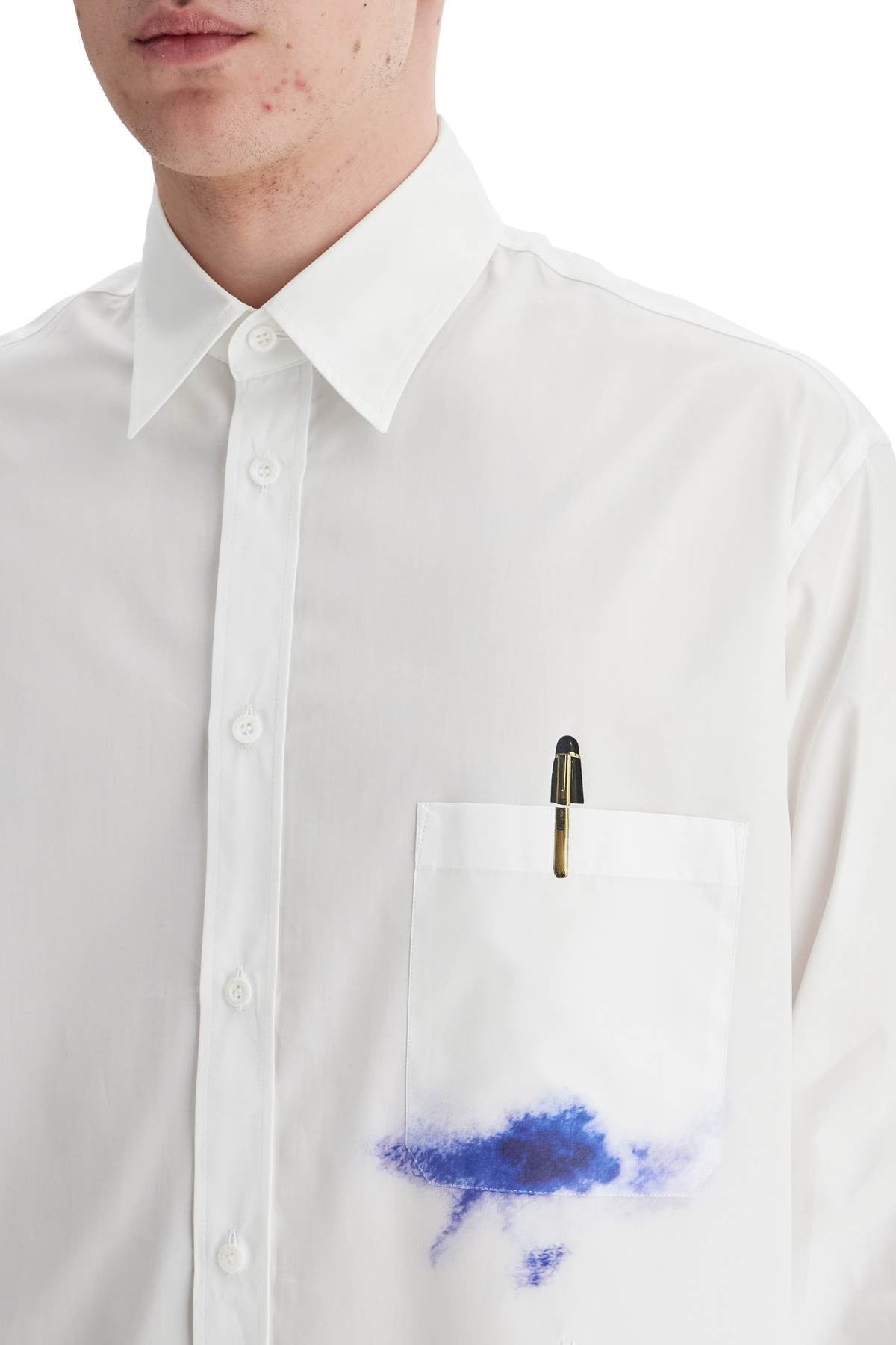 printed pocket shirt with button