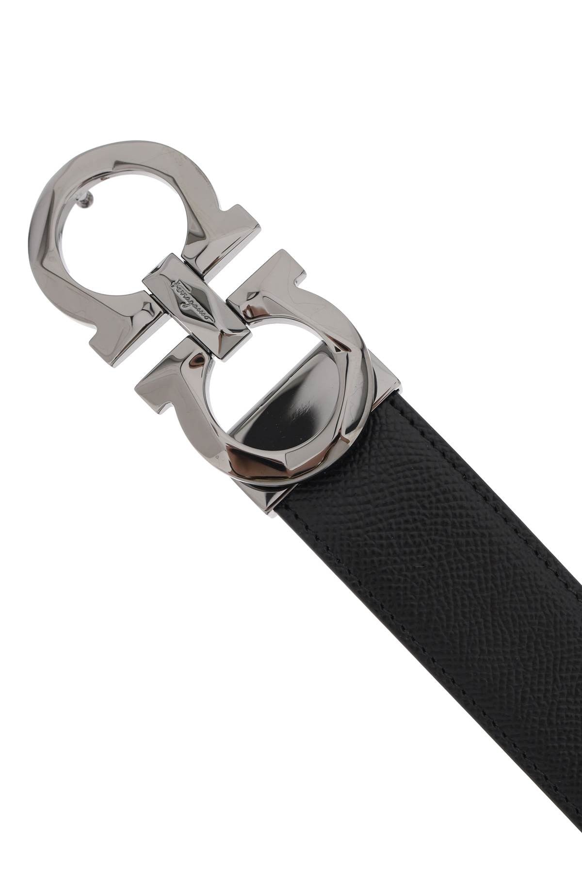 reversible faceted gancini buckle belt