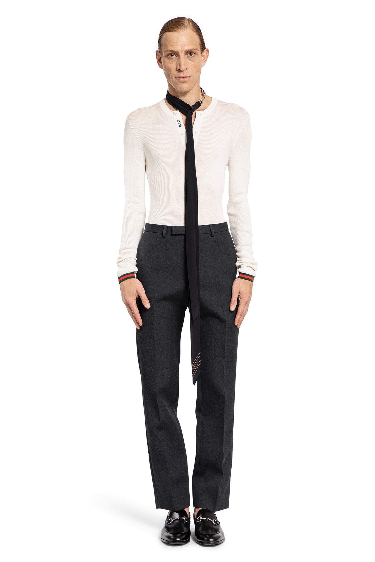 Rib Silk Long Sleeve Knit Top