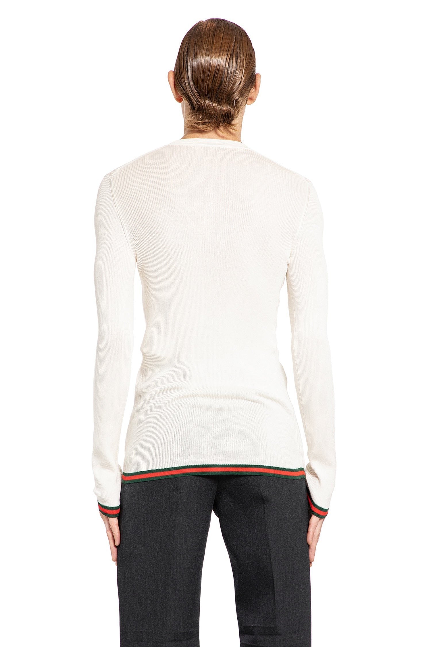 Rib Silk Long Sleeve Knit Top