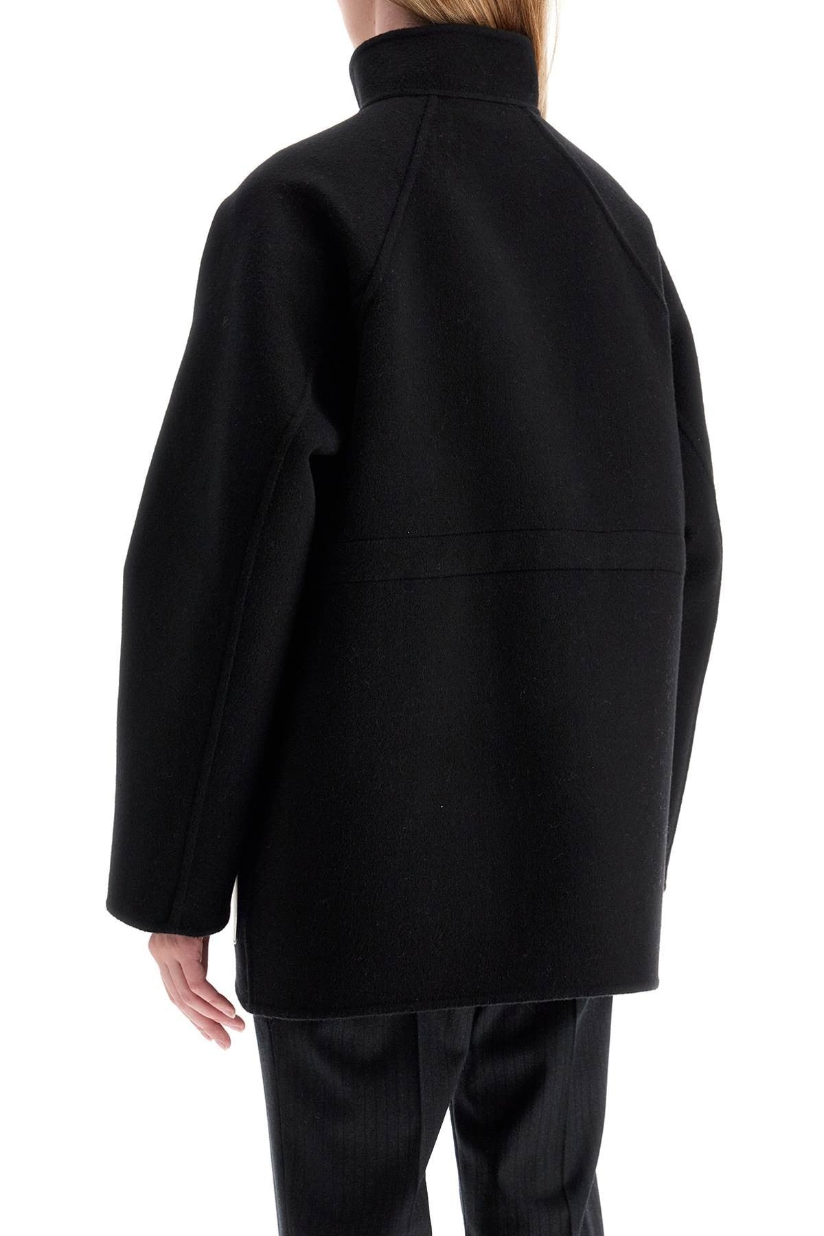 Short Coat With Leather Pockets