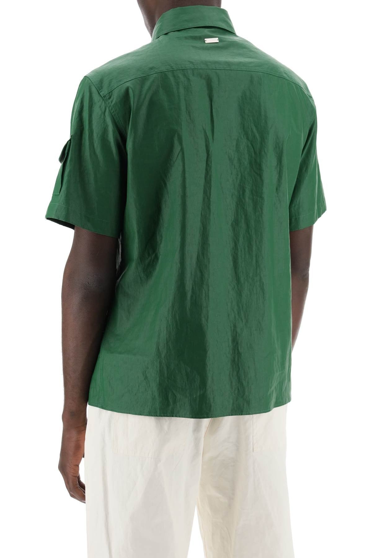 short-sleeved linen shirt with coated