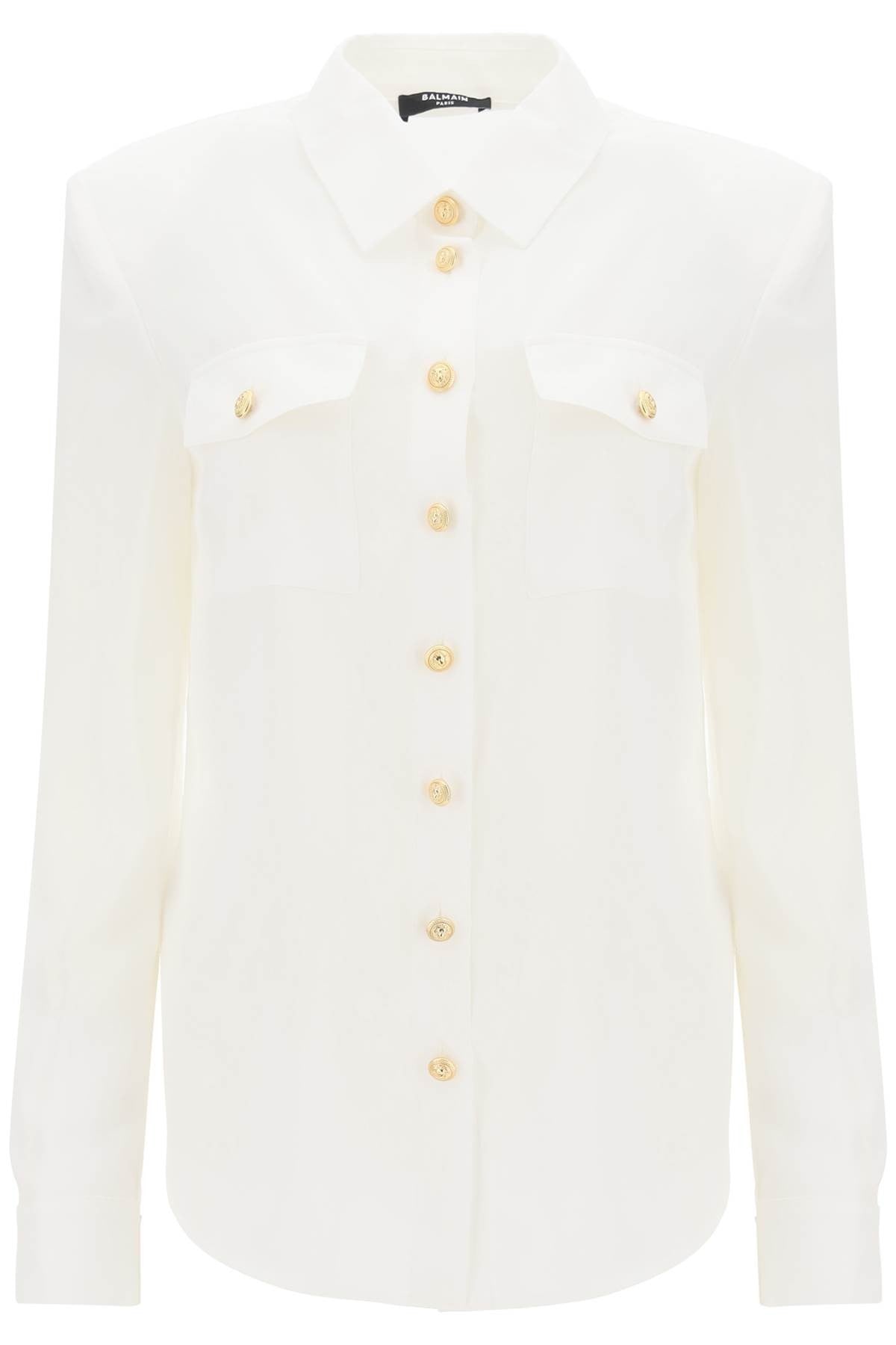 silk shirt with padded shoulders