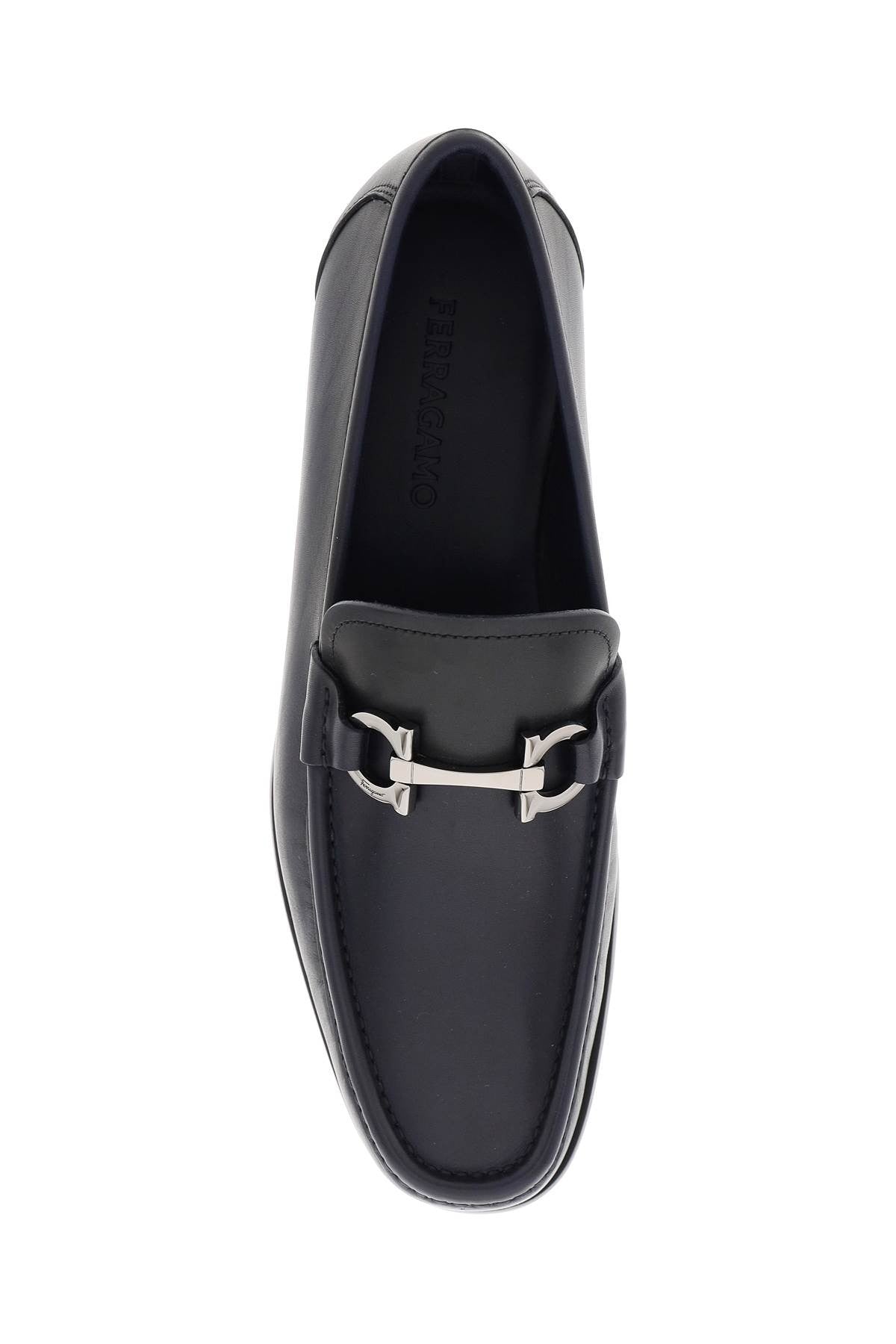 smooth leather loafers with gancini