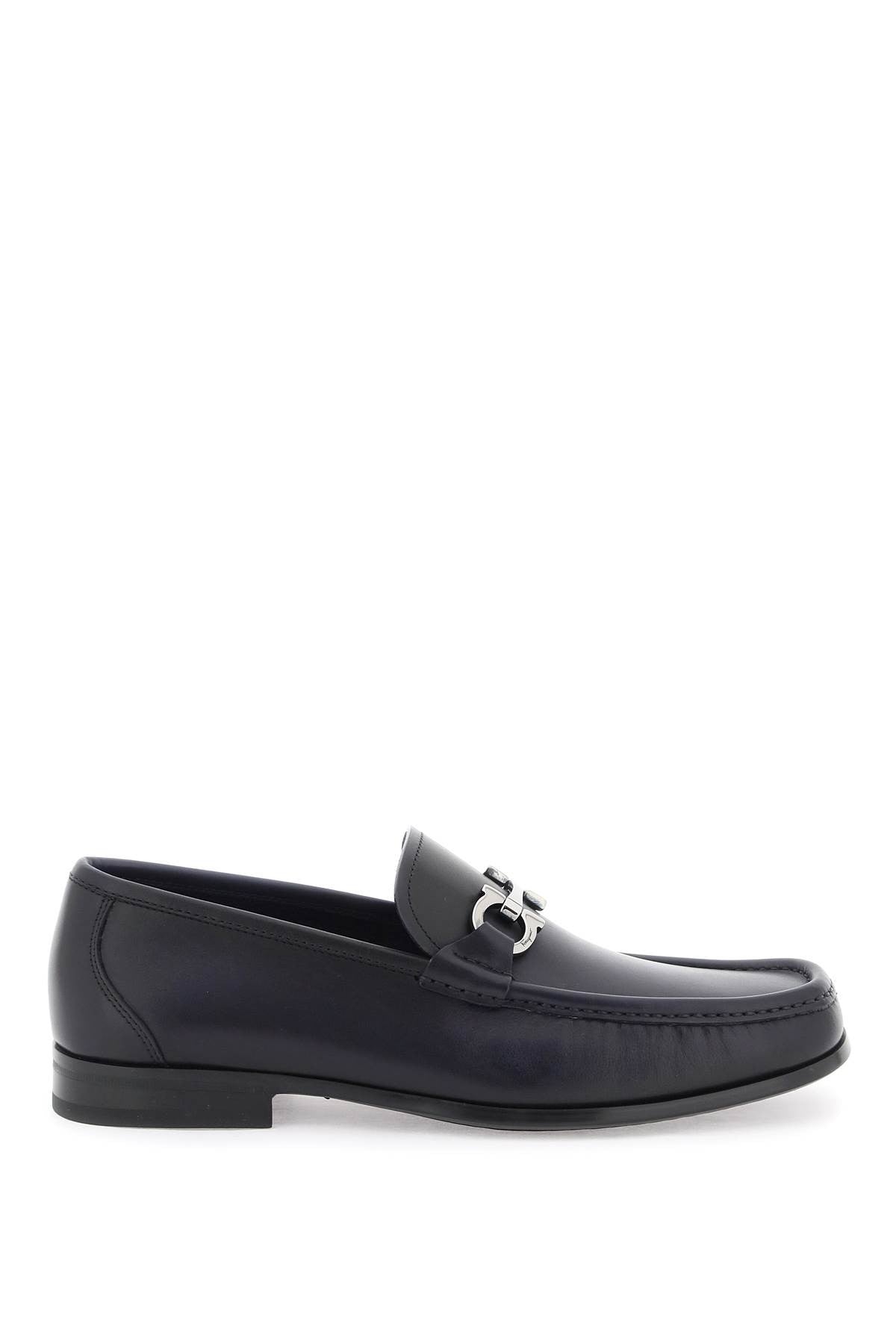 smooth leather loafers with gancini