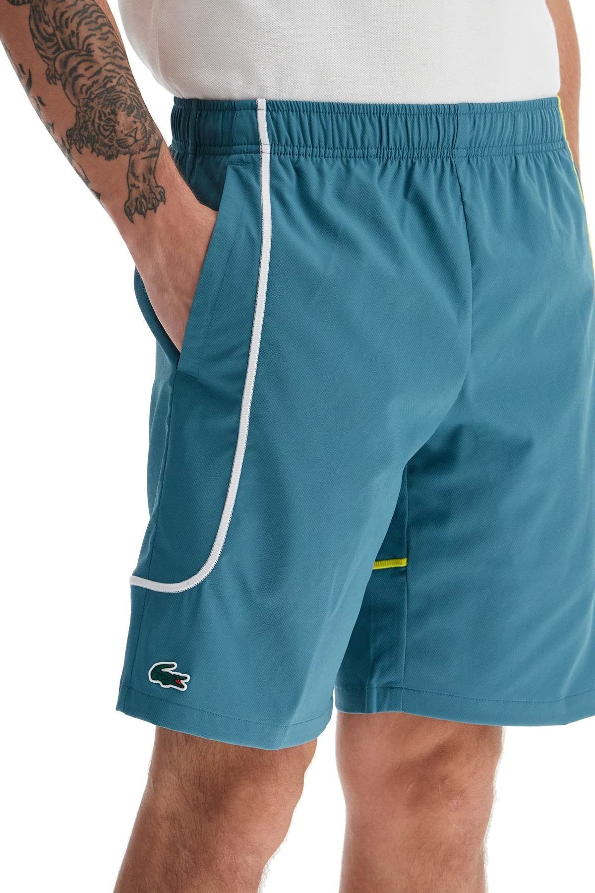 sporty bermuda shorts with contrasting stitching