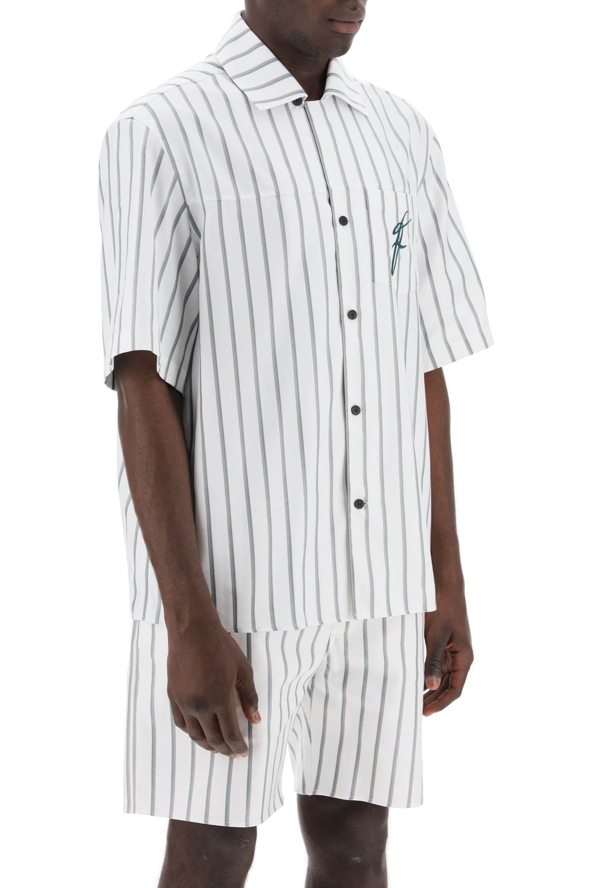 striped bowling shirt with button