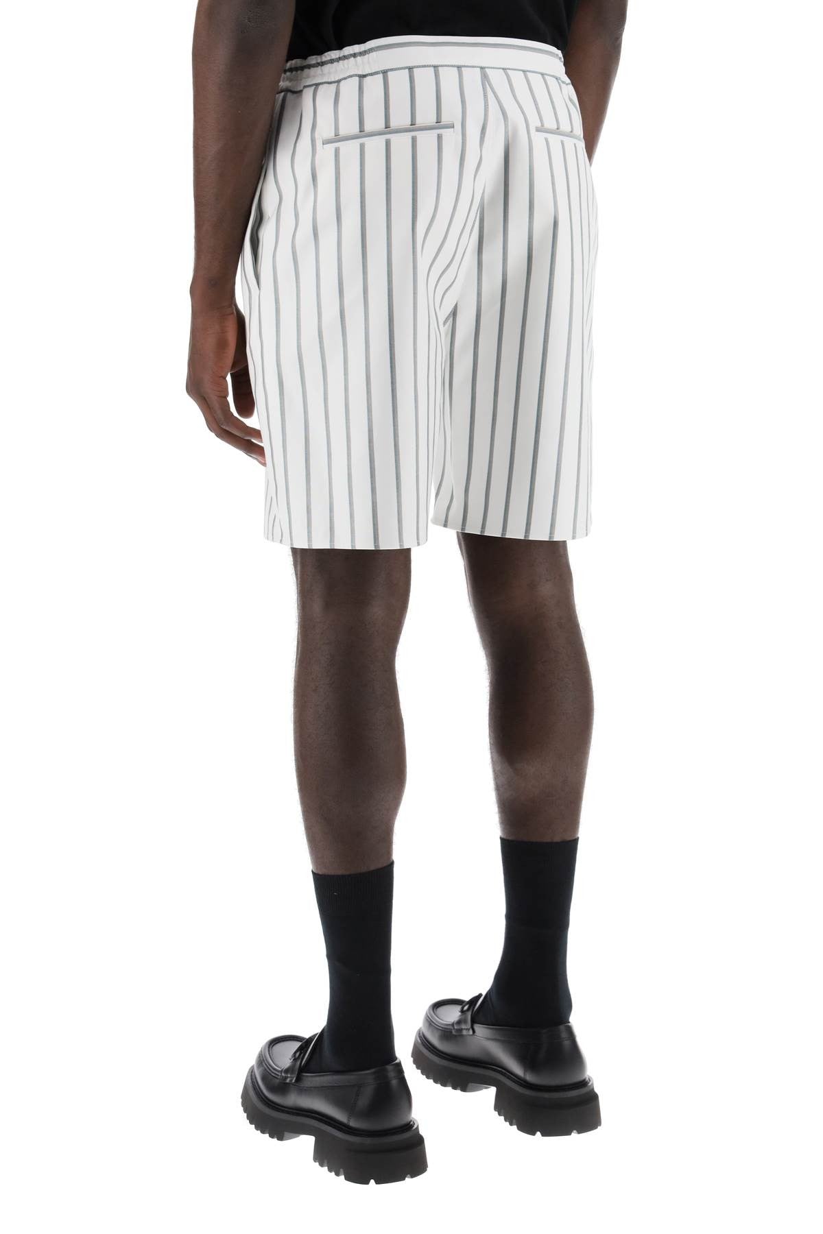 striped cotton blend bermuda shorts