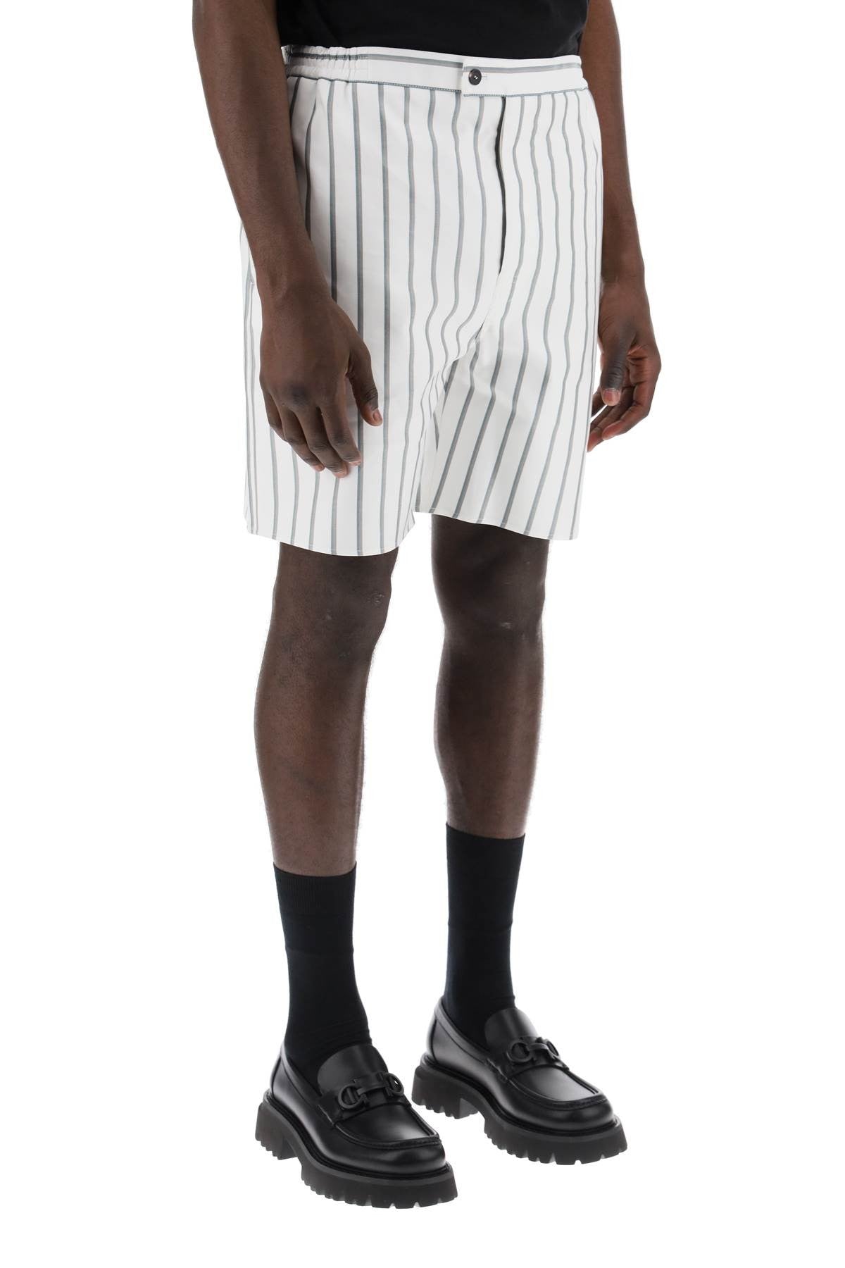 striped cotton blend bermuda shorts
